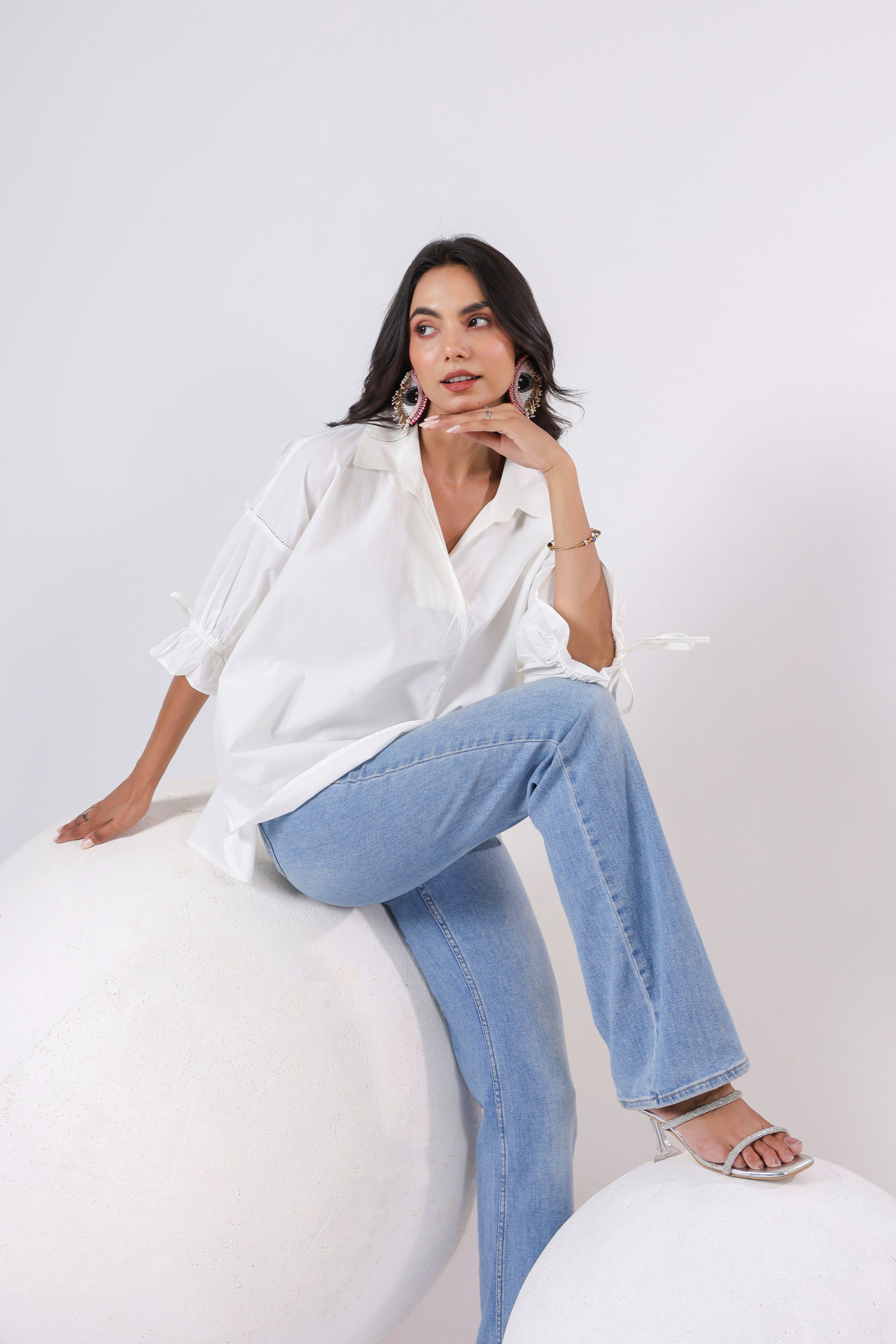 Women’s White Cotton Poplin Top