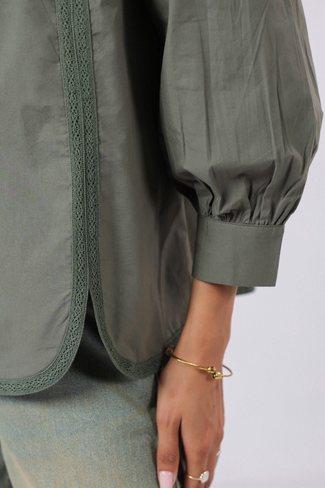 Women's green cotton tops
