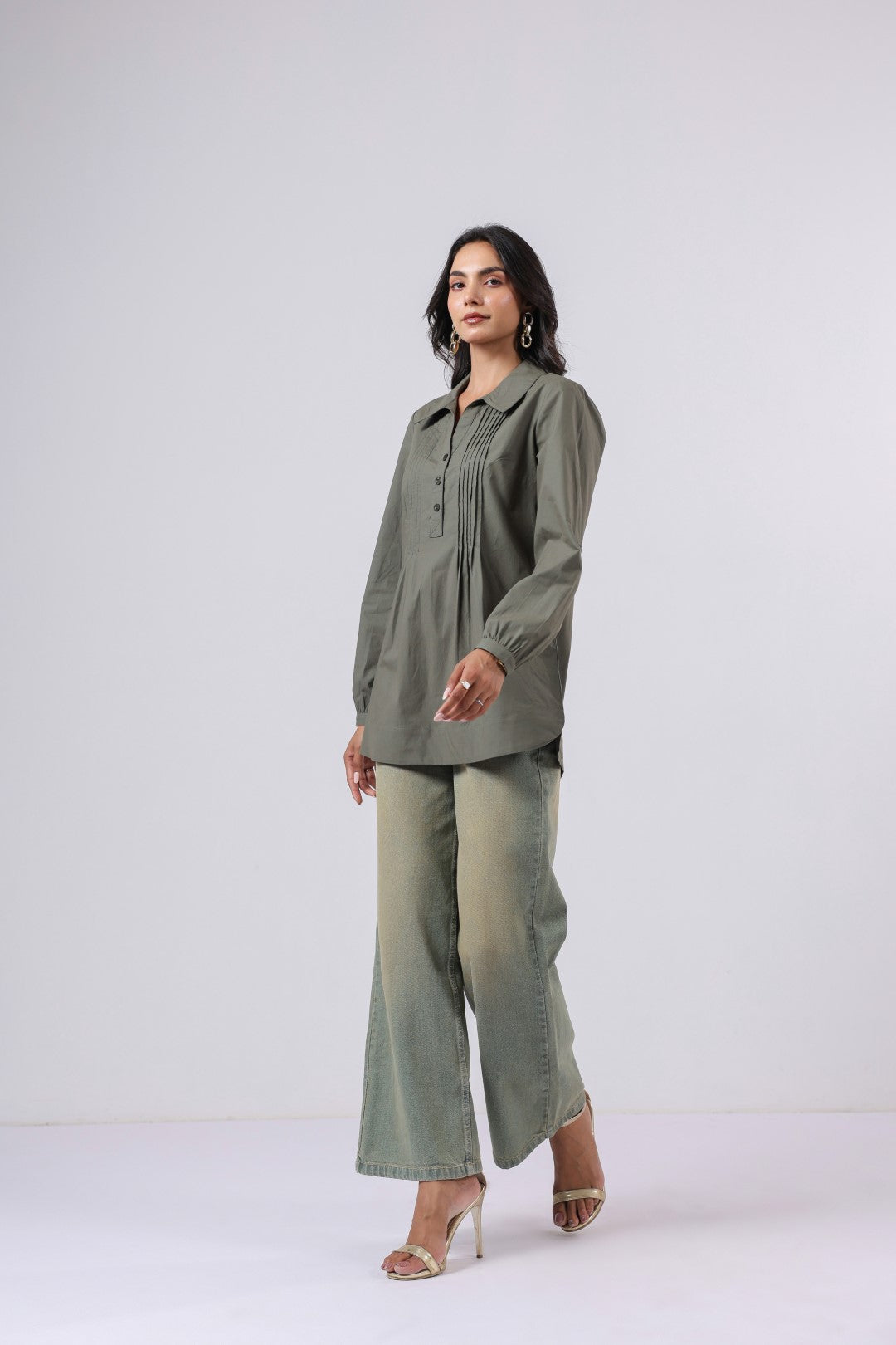 Women’s Green Cotton Poplin Top