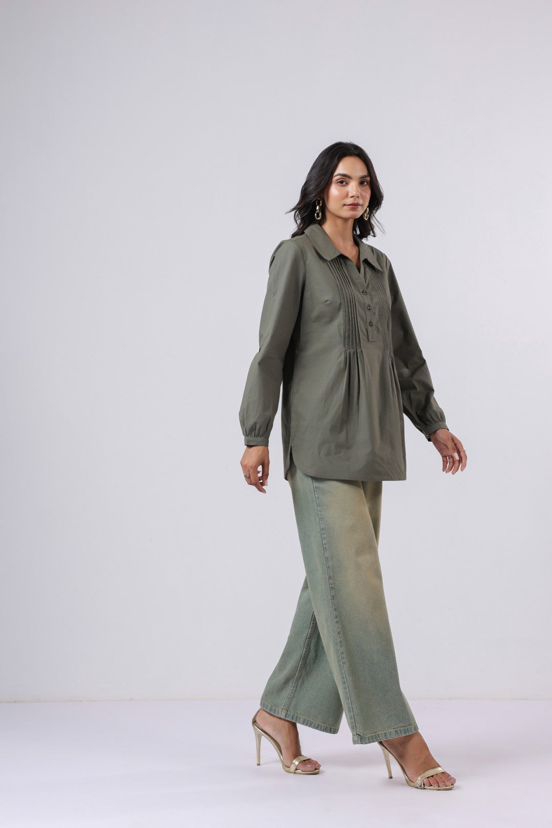 Women’s Green Cotton Poplin Top