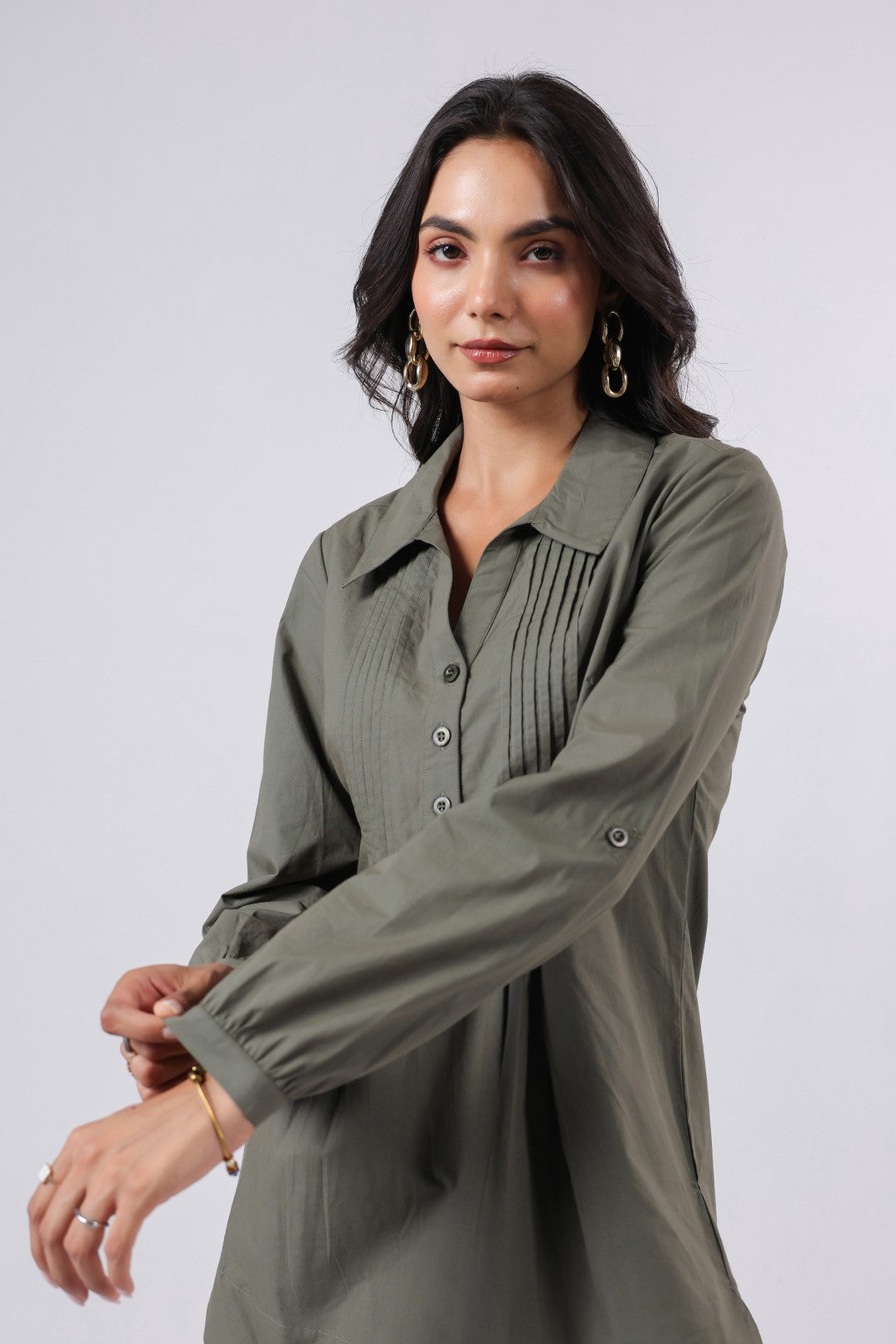 Women’s Green Cotton Poplin Top