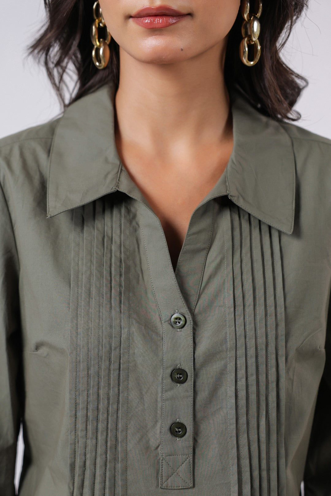 Women’s Green Cotton Poplin Top