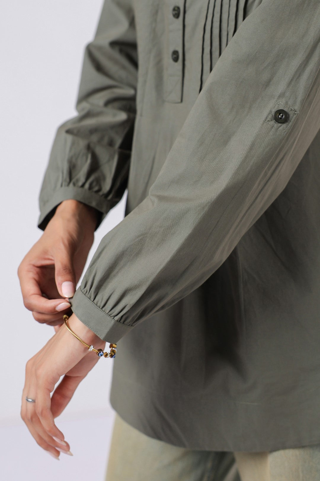 Women’s Green Cotton Poplin Top