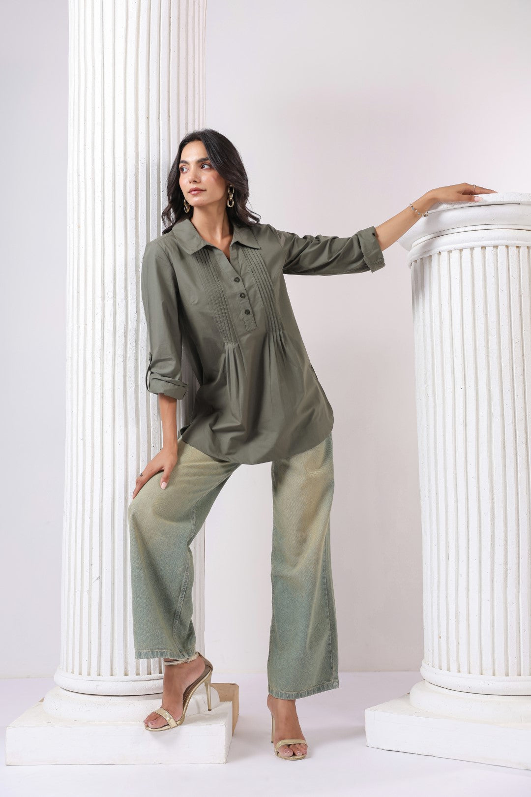 Women’s Green Cotton Poplin Top