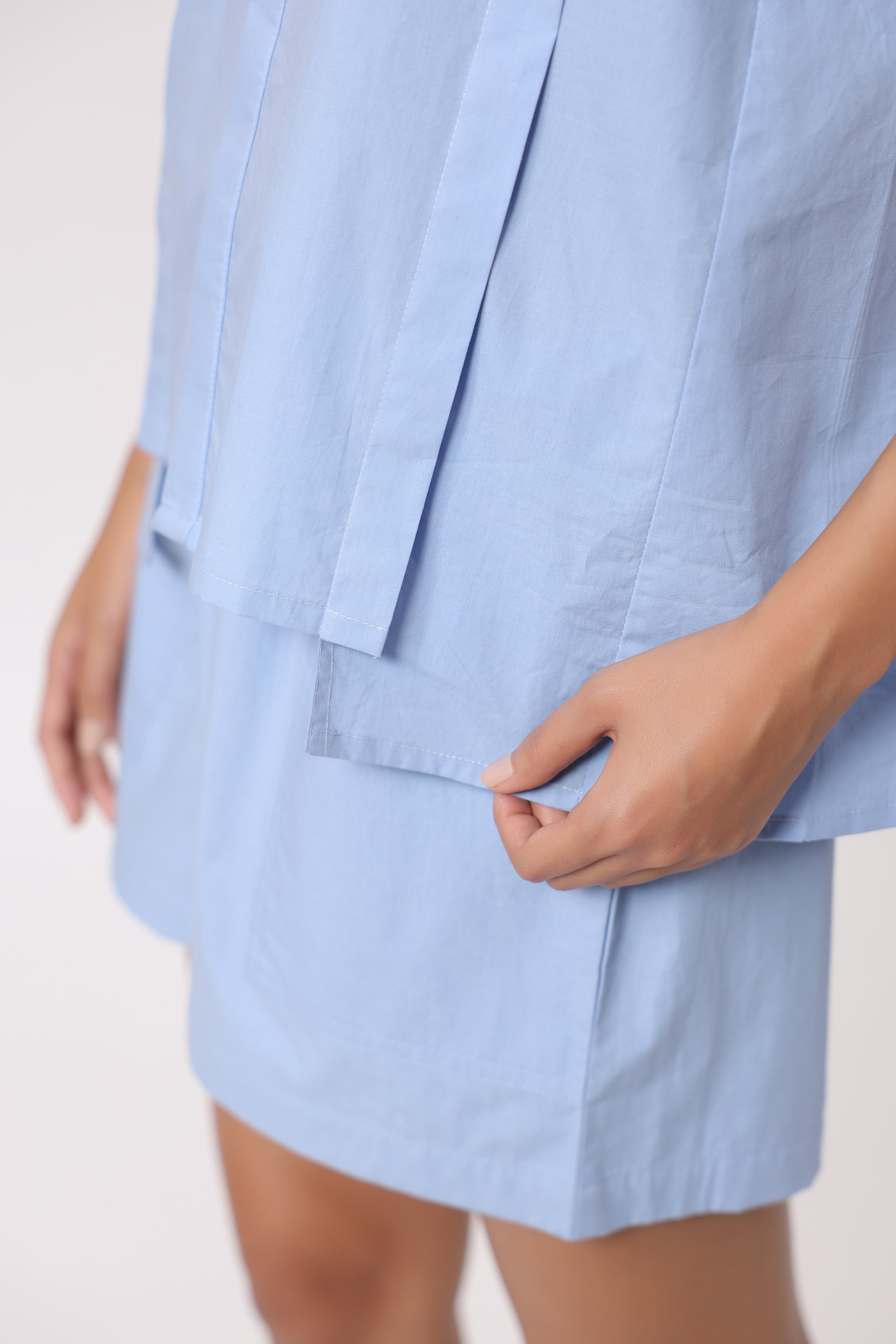 Women’s Blue Cotton Poplin Shorts