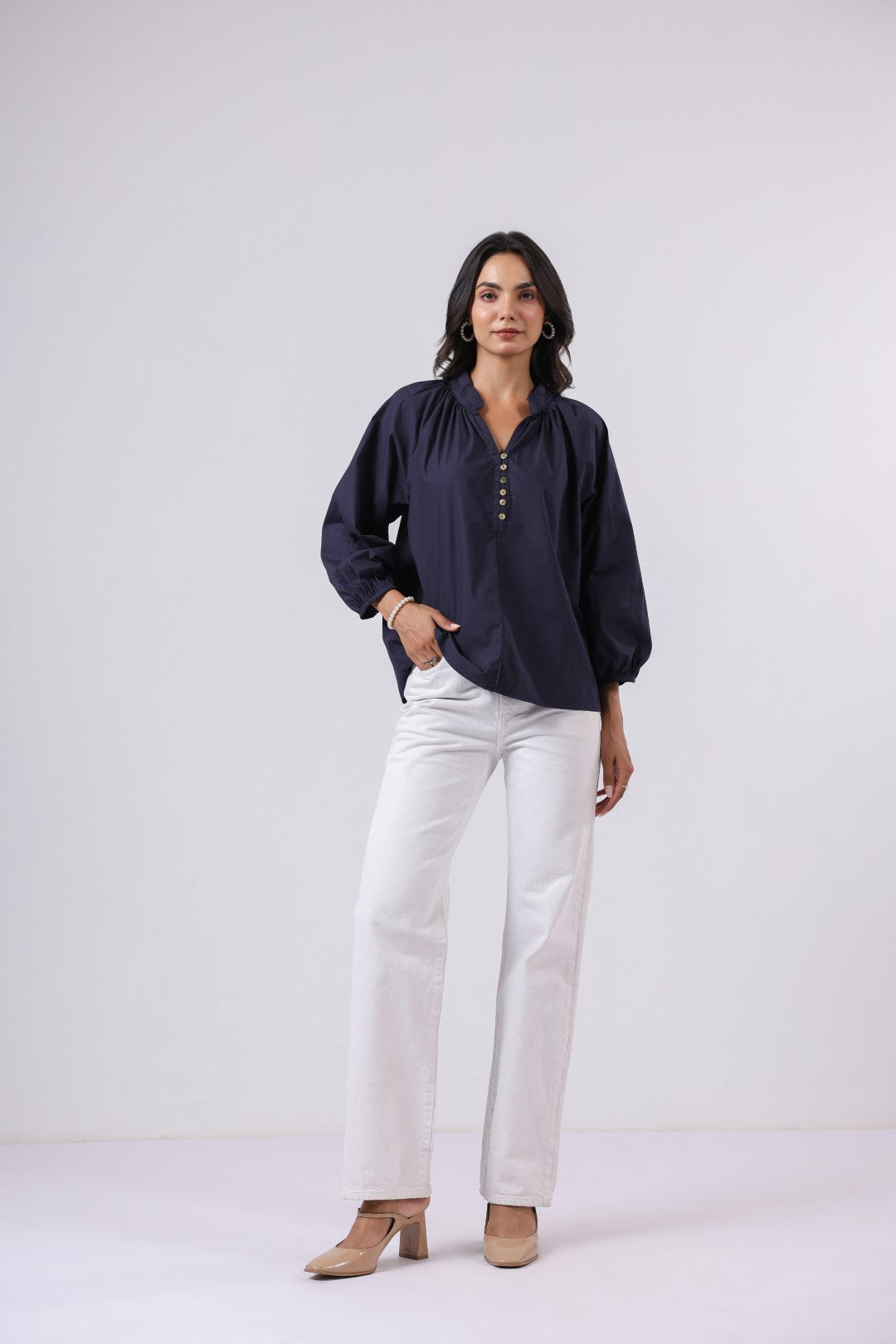Women's navy cotton tops