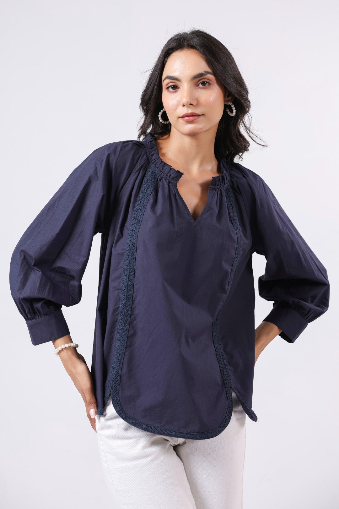 Women's navy cotton tops