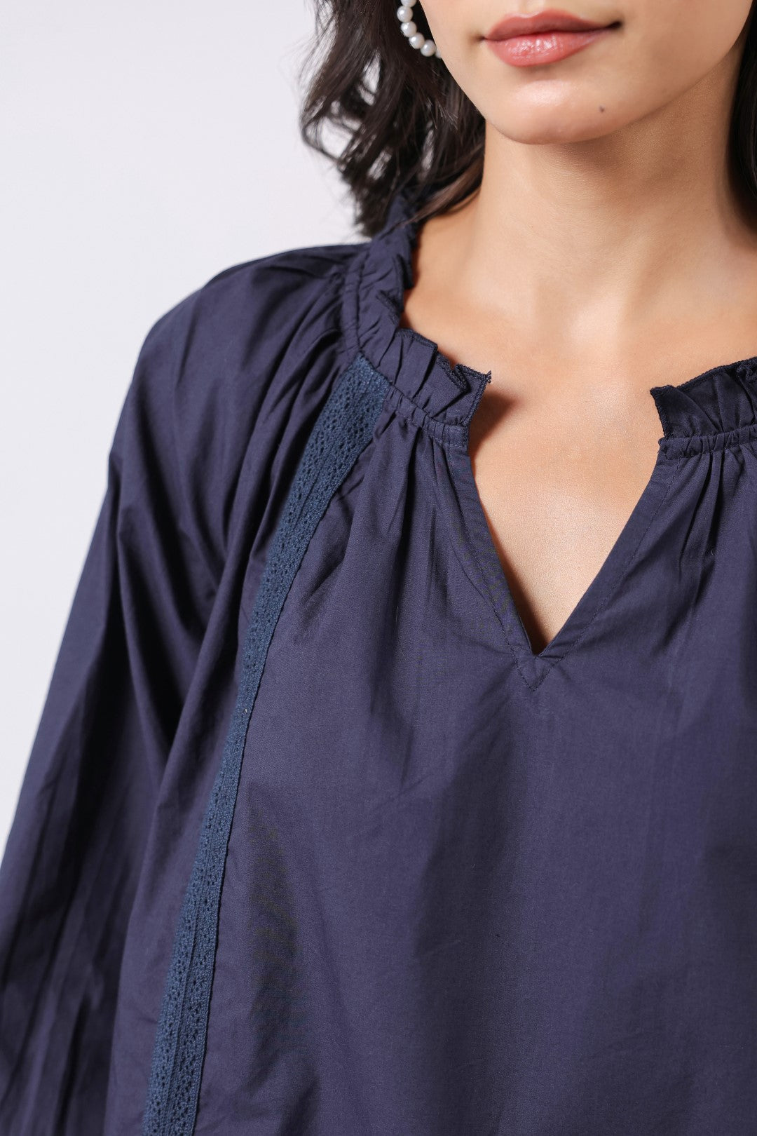 Women's navy cotton tops