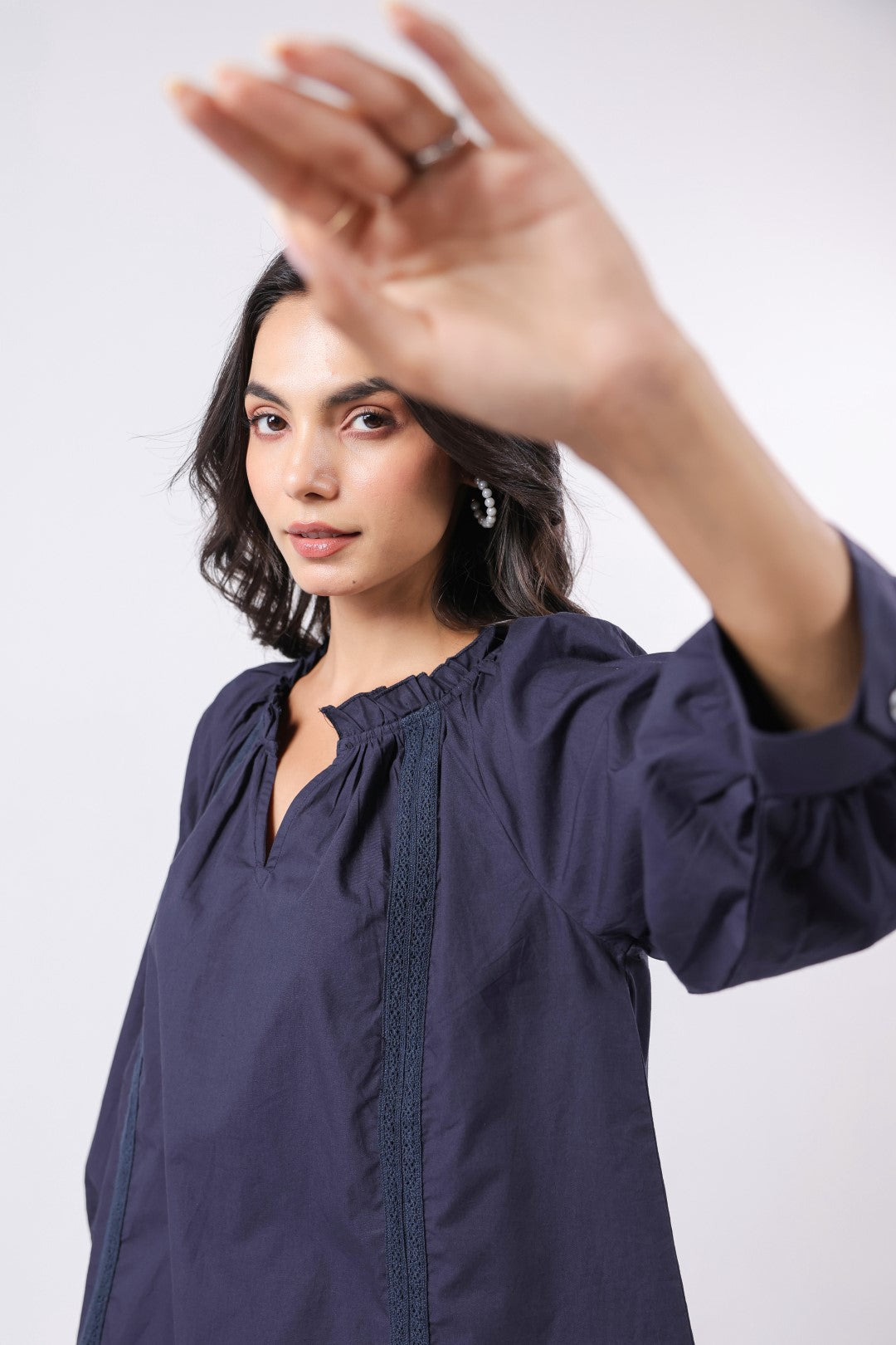 Women's navy cotton tops
