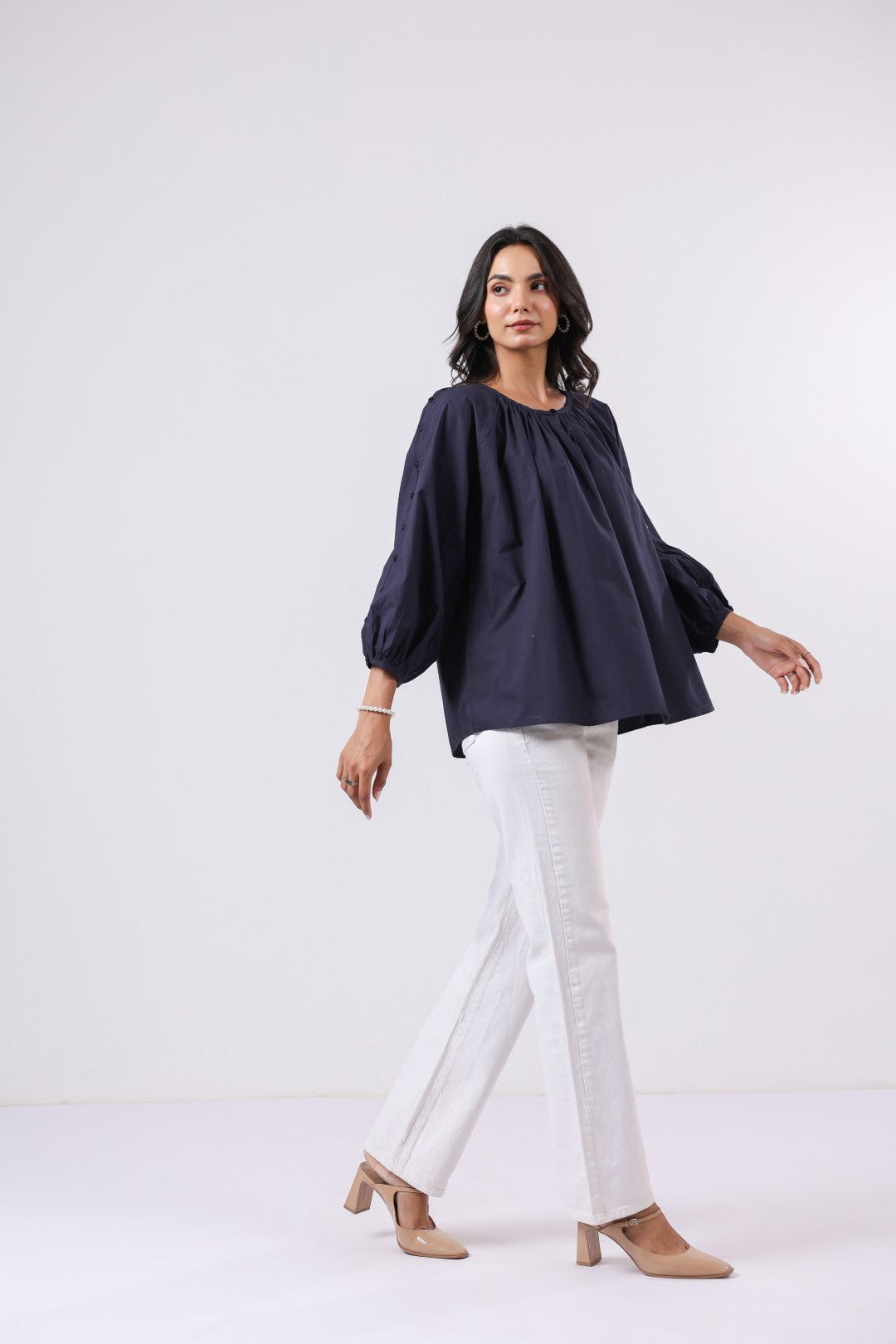 Women's navy cotton tops