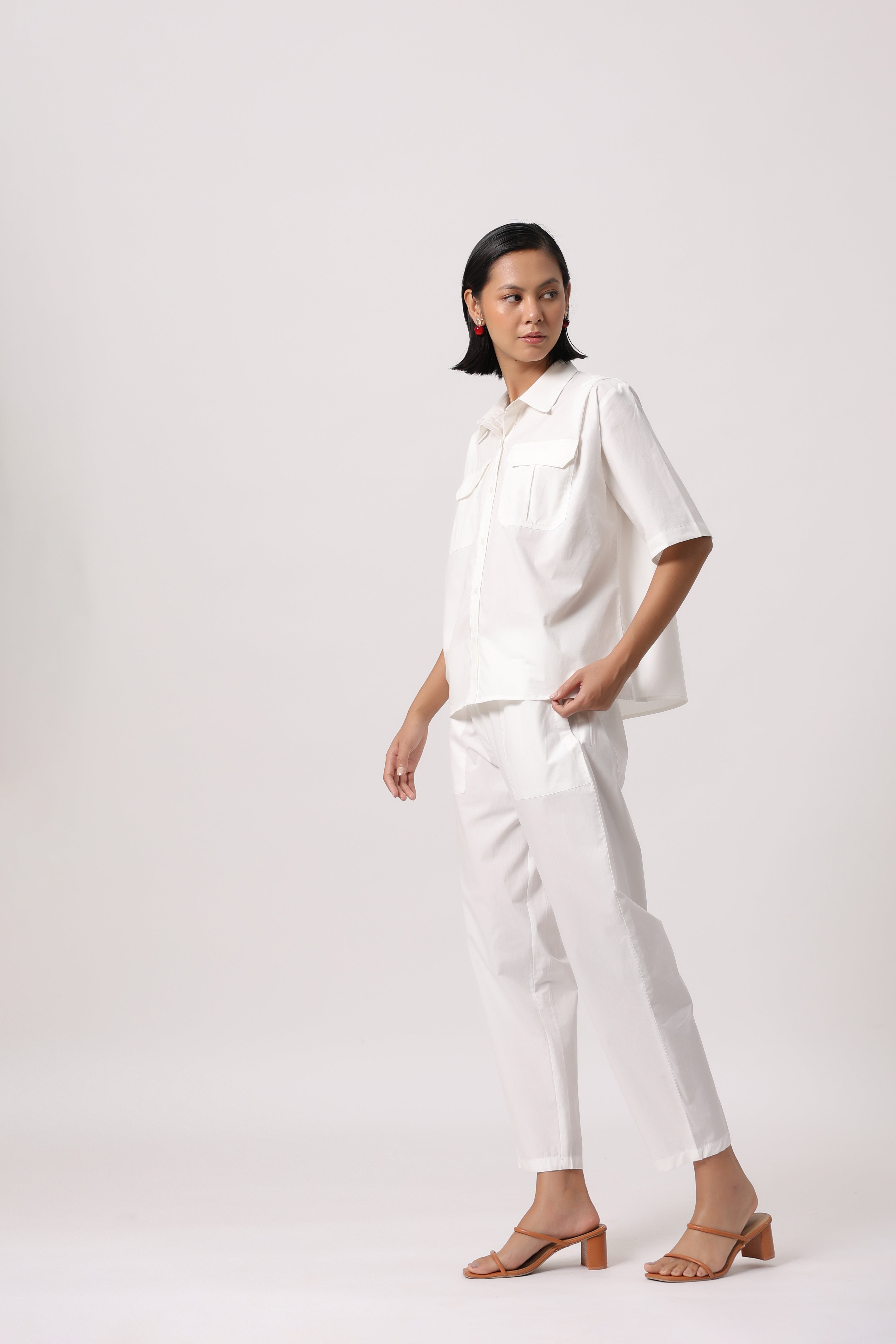 Women’s White Cotton Poplin Co-Ord Set