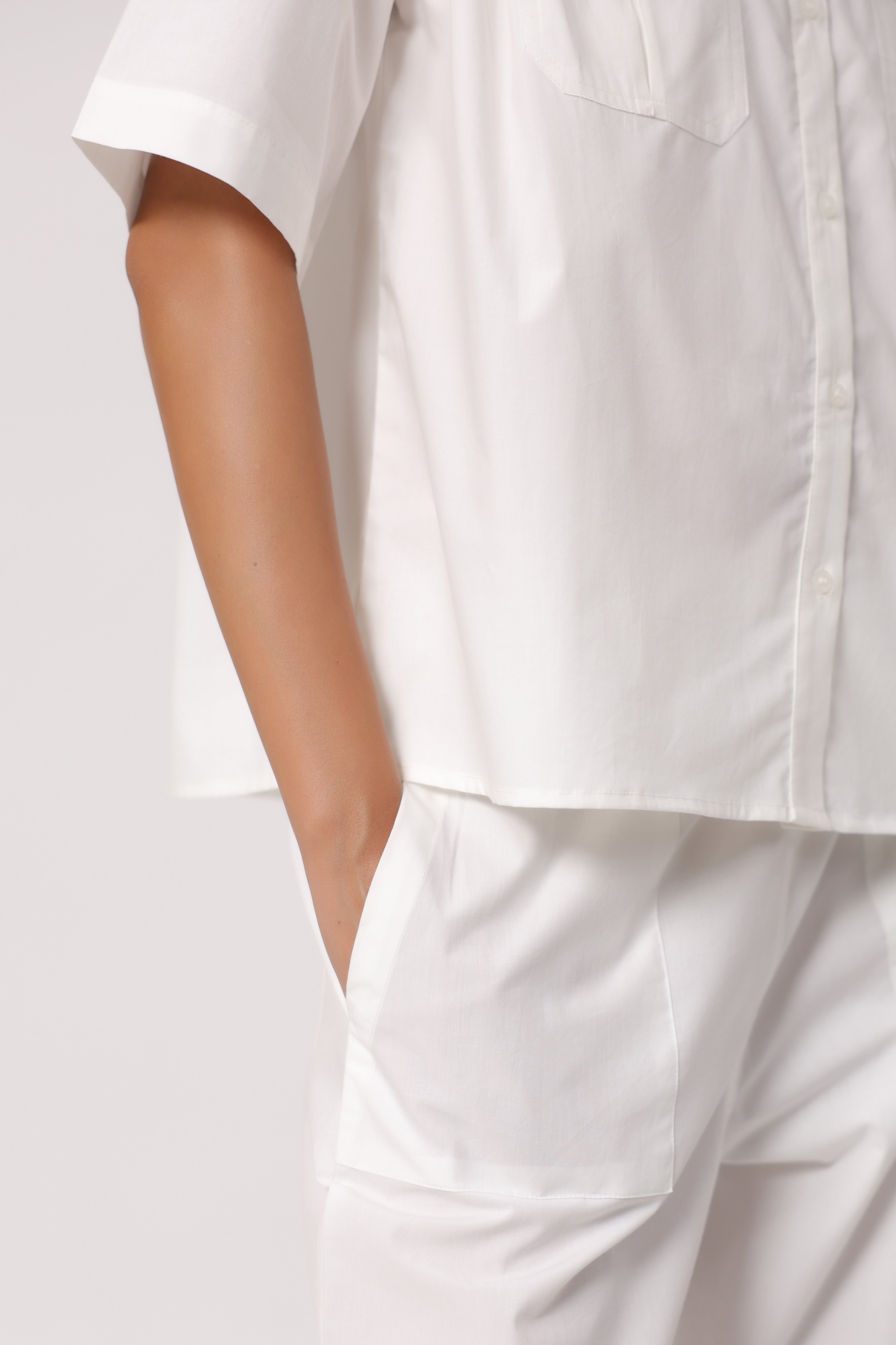 Women’s White Cotton Poplin Co-Ord Set