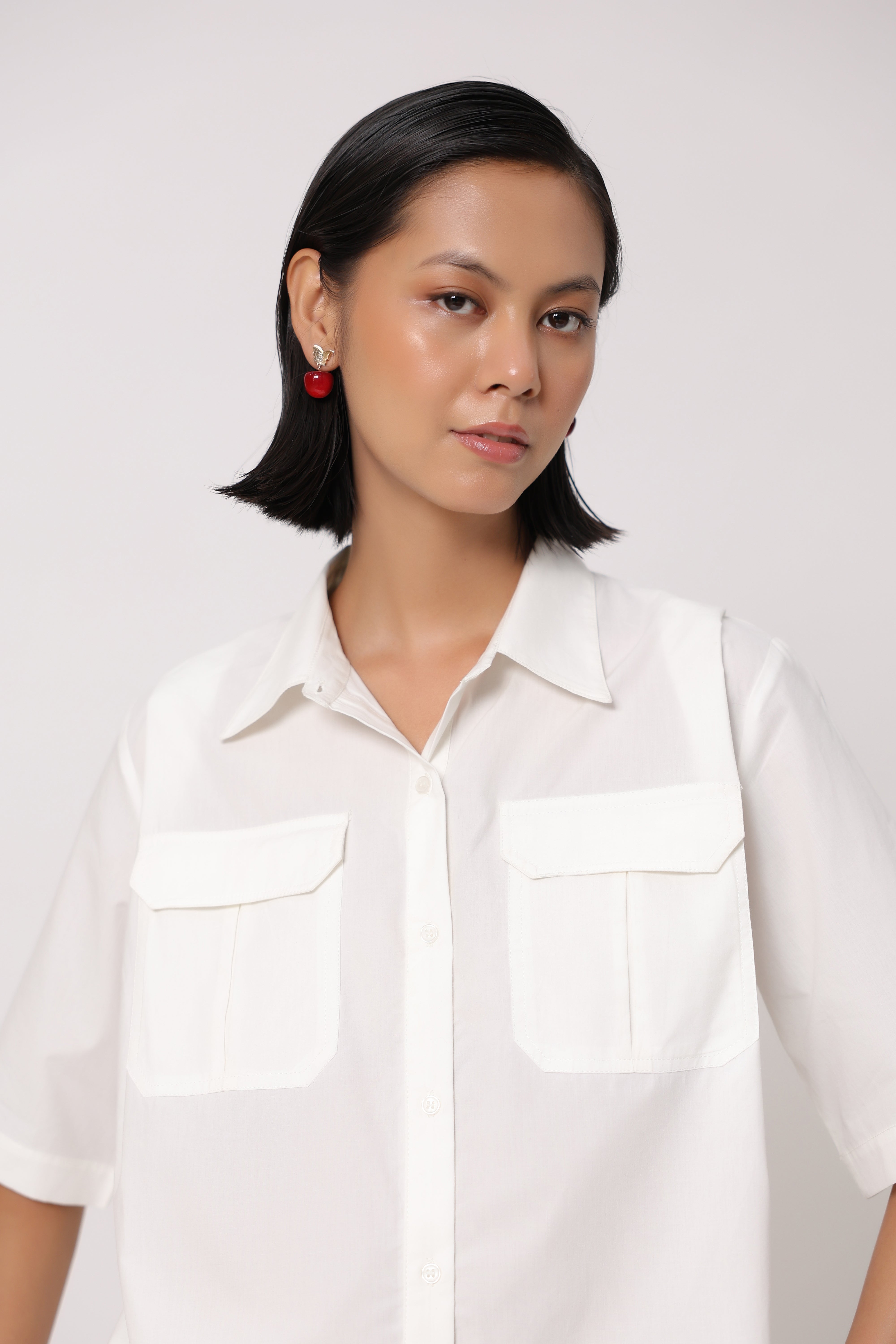 Women’s White Cotton Poplin Top