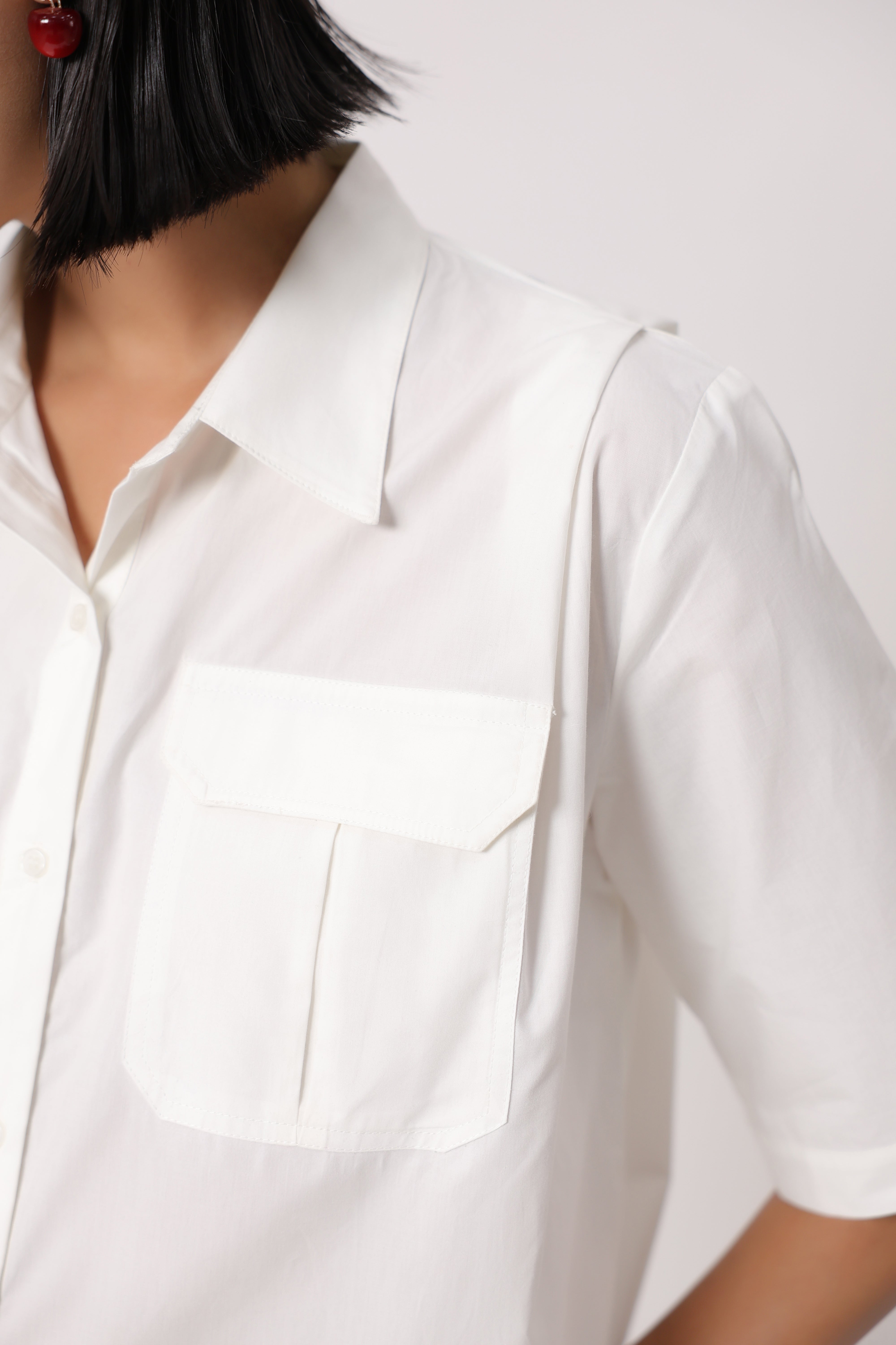 Women’s White Cotton Poplin Top