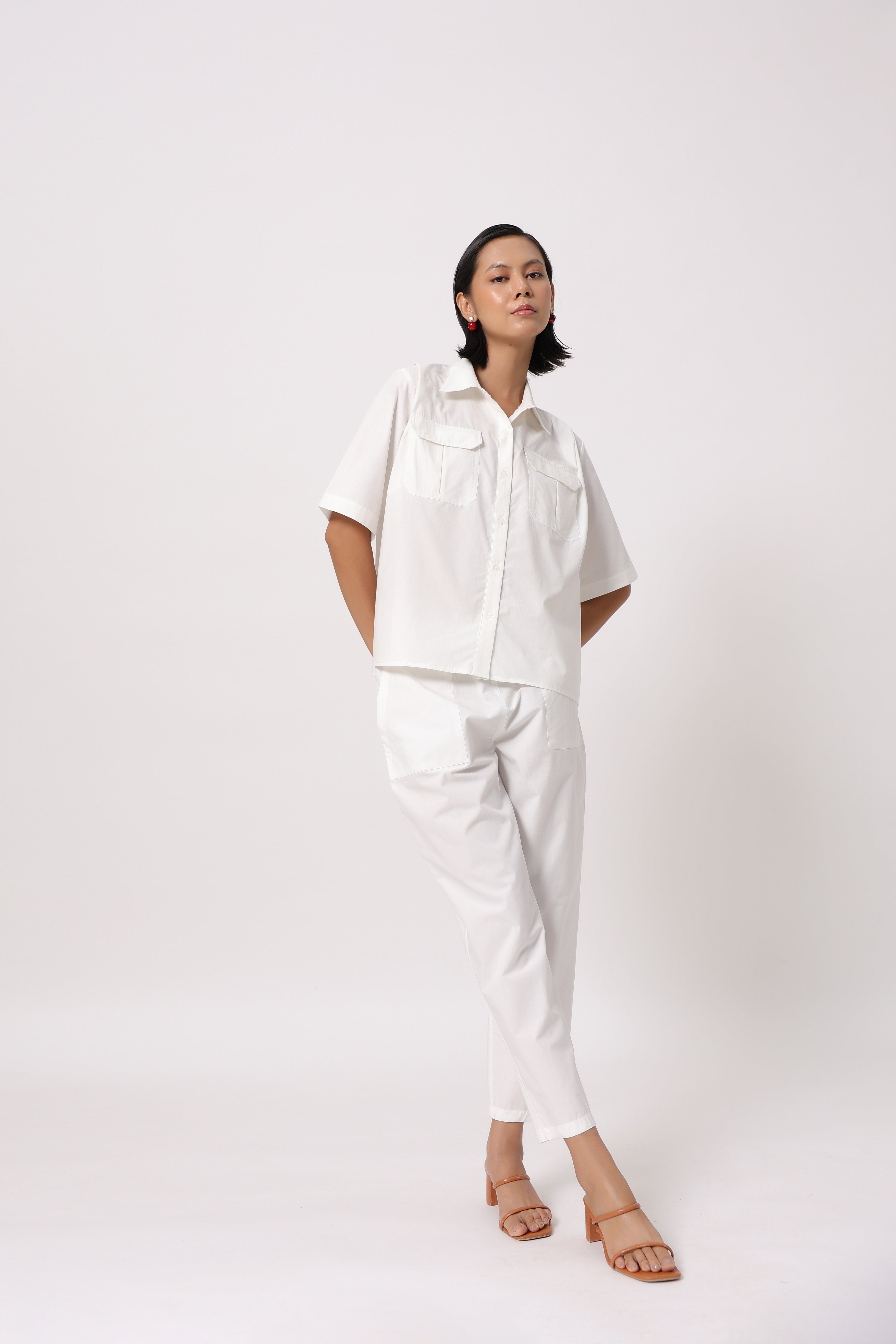 Women’s White Cotton Poplin Co-Ord Set