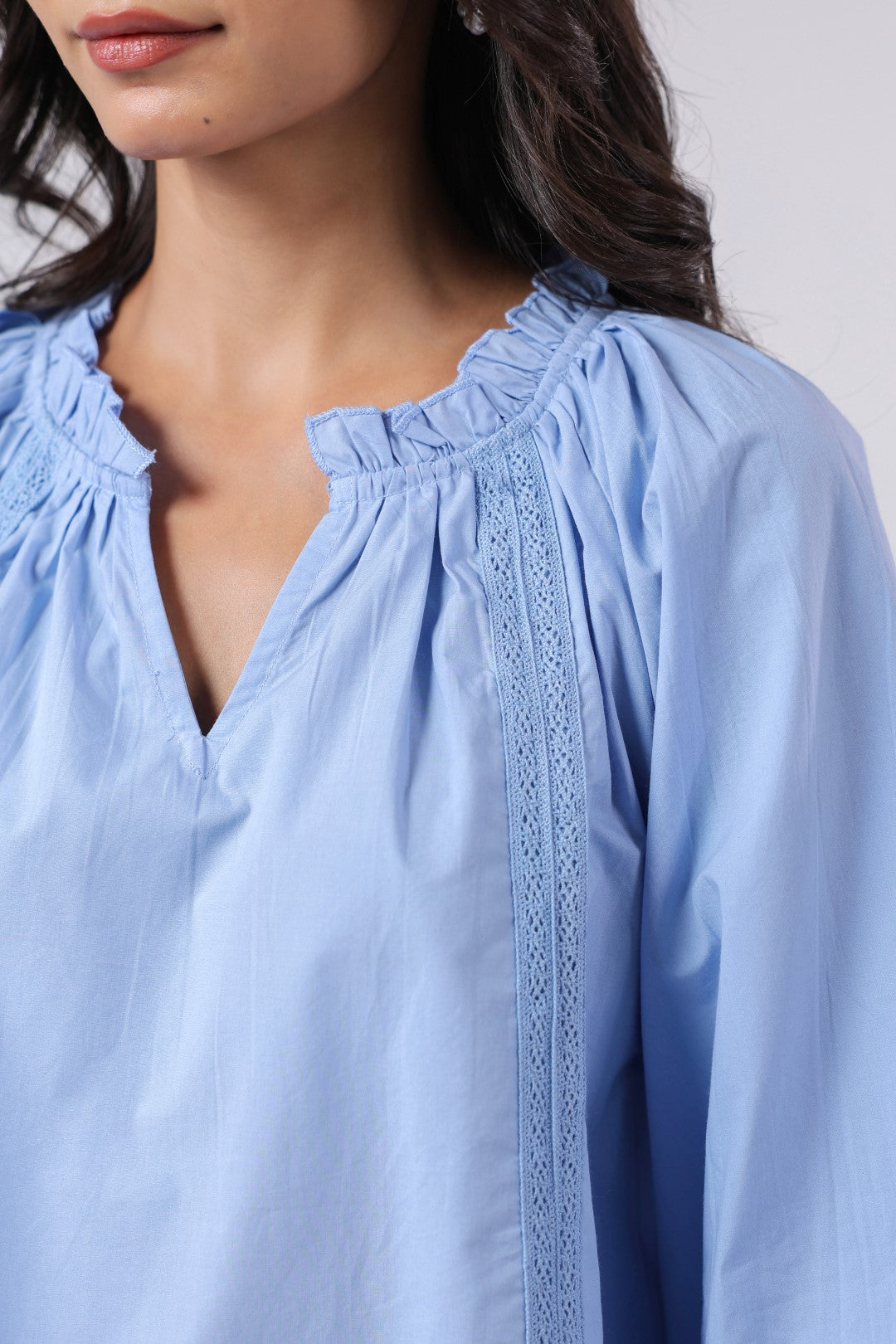 Women's blue cotton tops