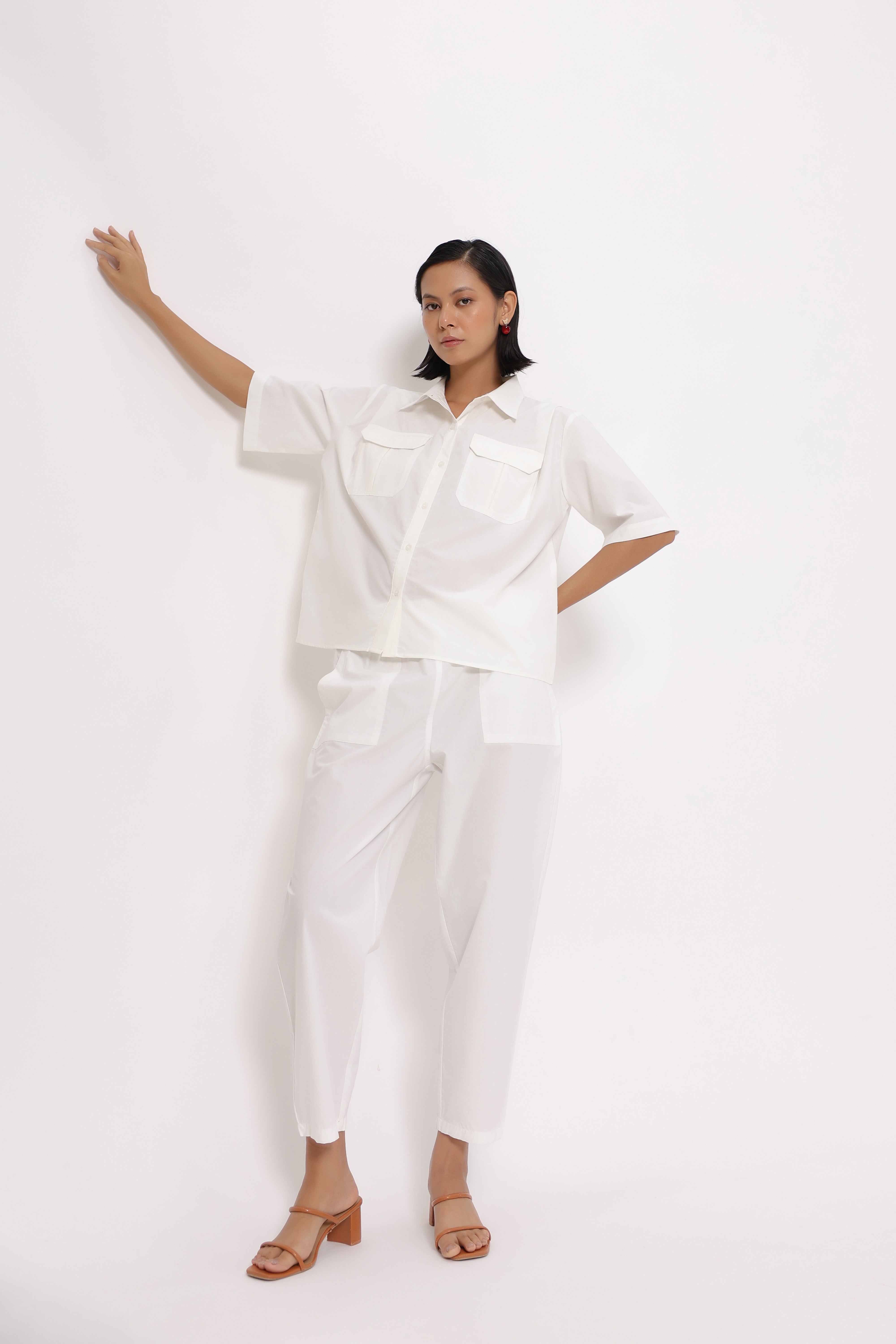 Women’s White Cotton Poplin Co-Ord Set
