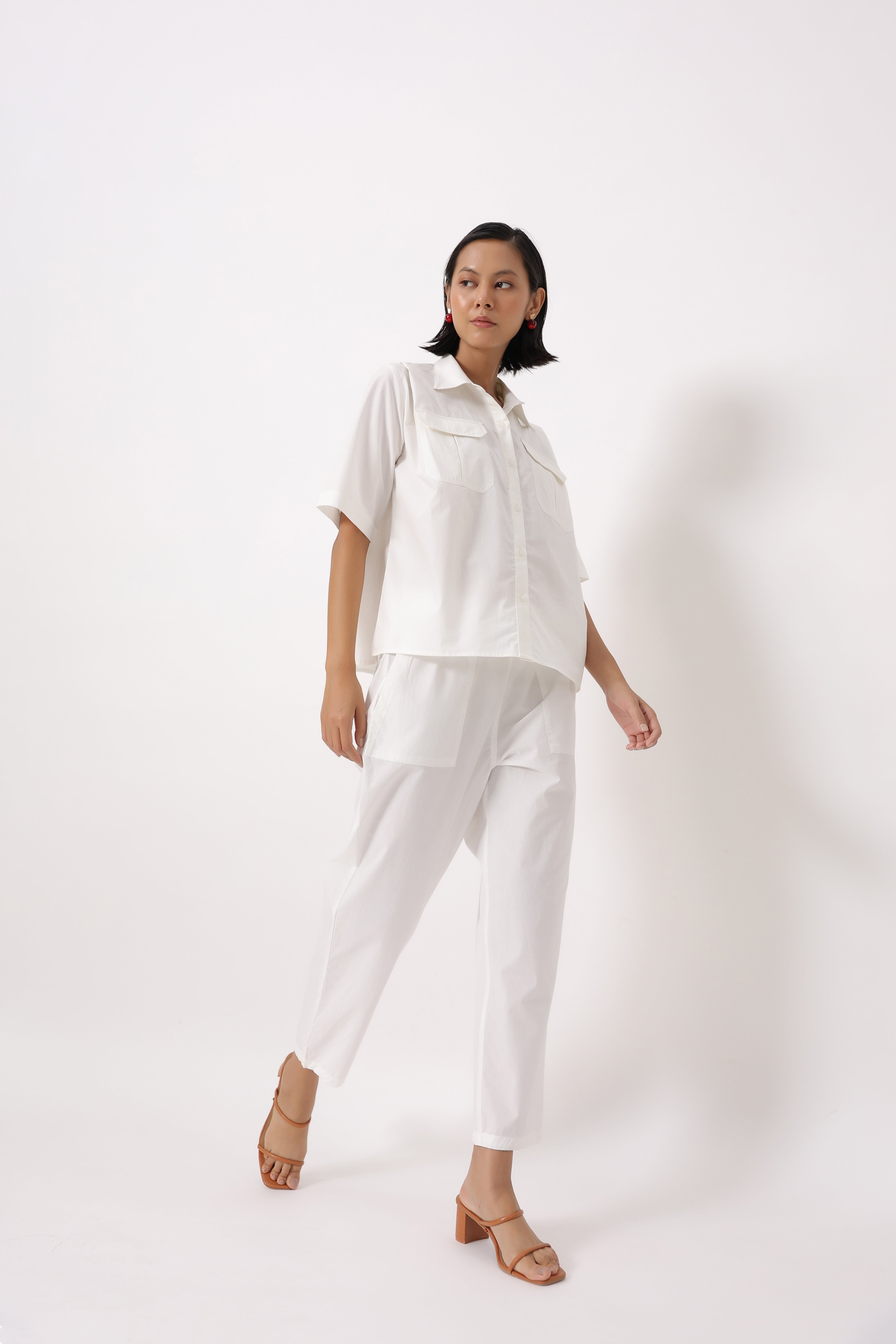 Women’s White Cotton Poplin Co-Ord Set