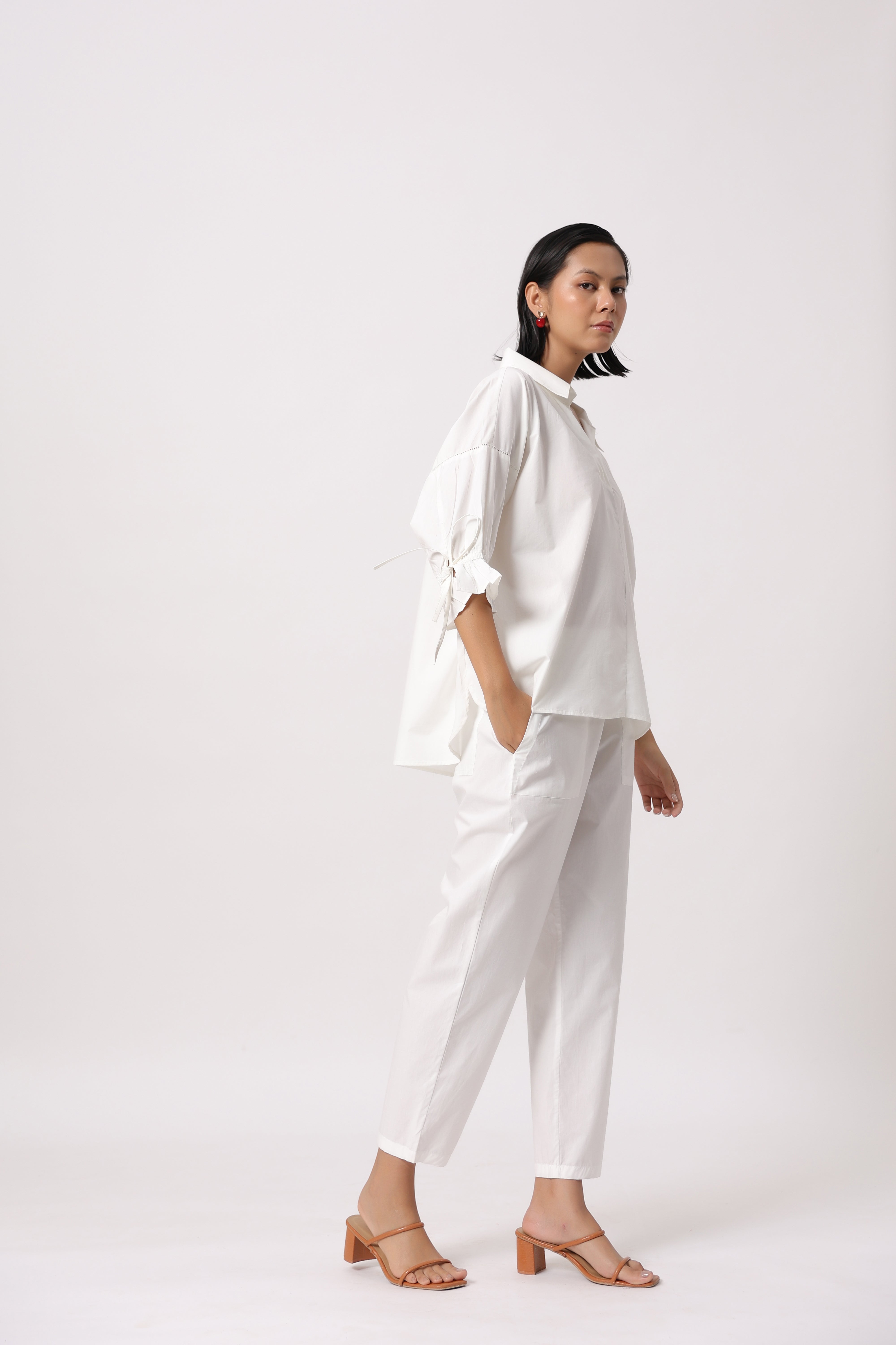 Women’s White Cotton Poplin Co-Ord Set