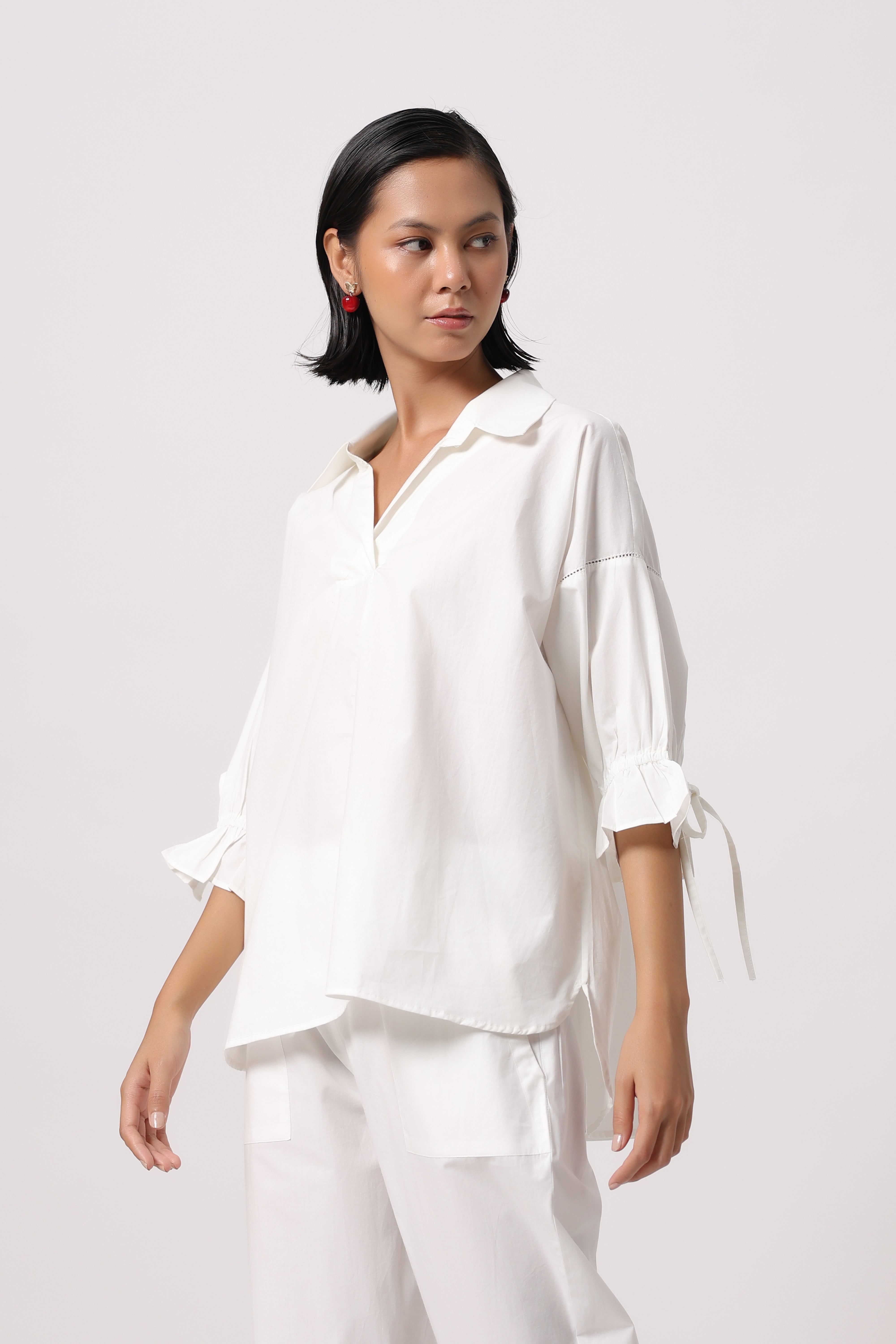 Women’s White Cotton Poplin Co-Ord Set