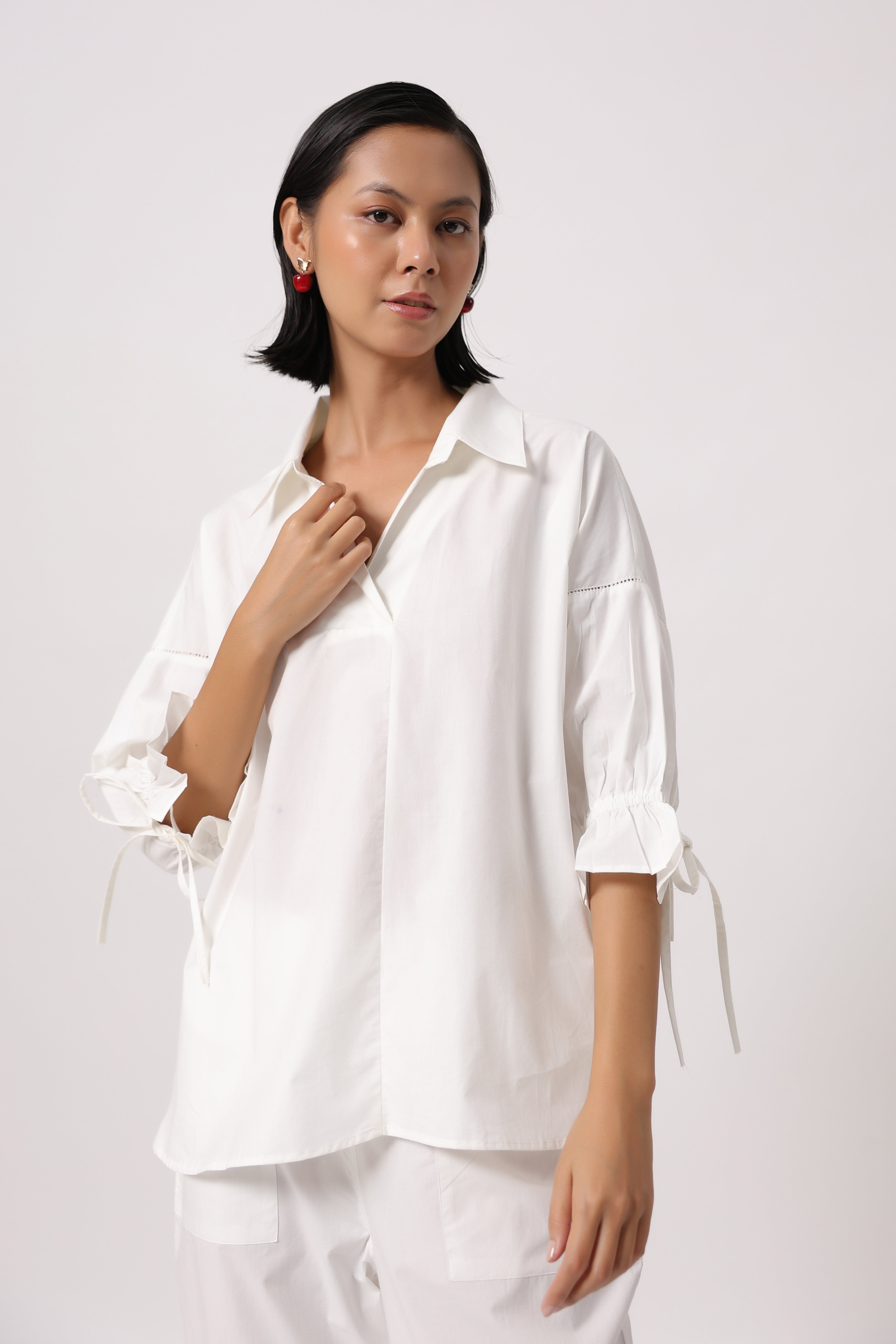 Women’s White Cotton Poplin Co-Ord Set