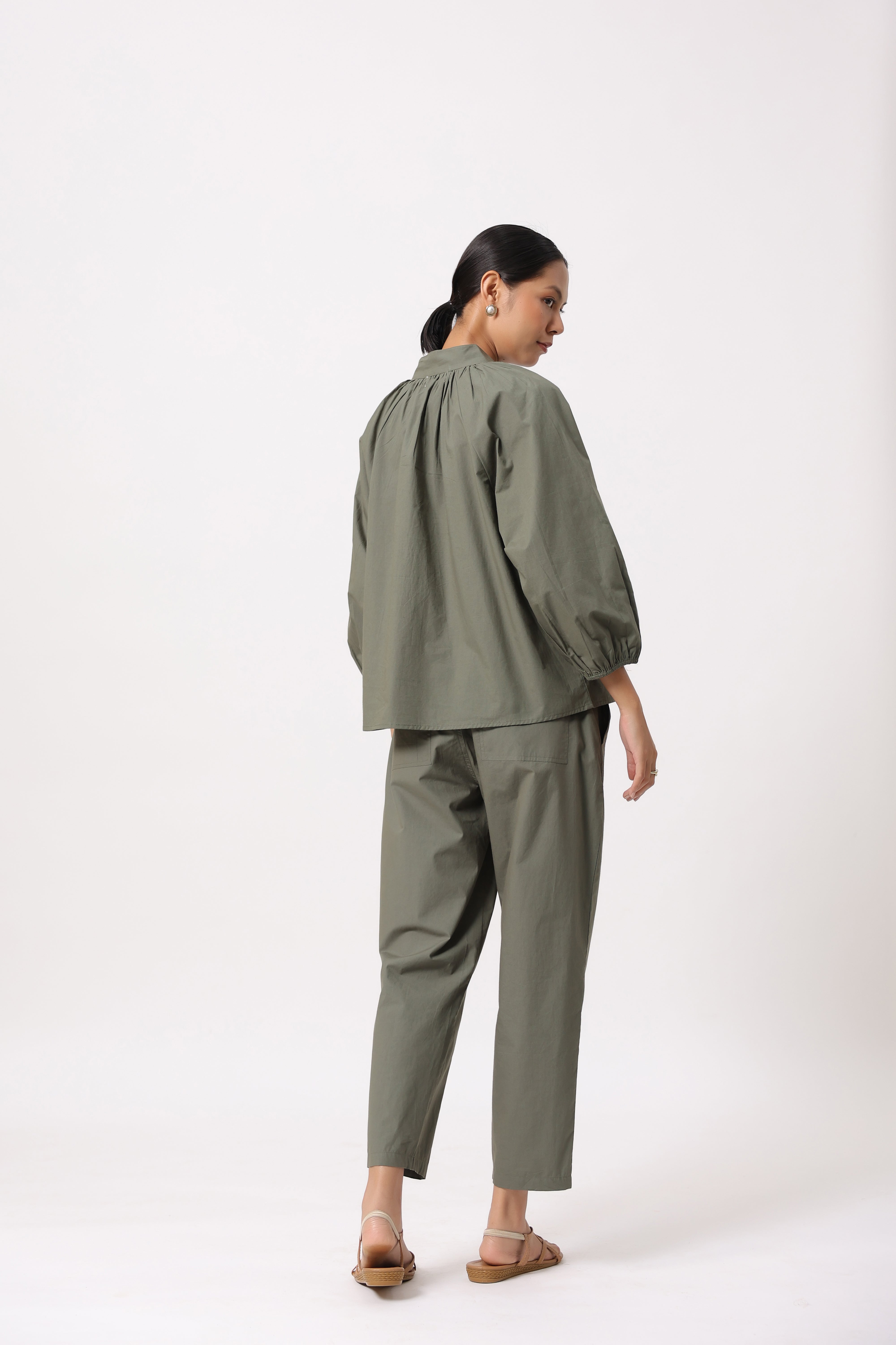 Women’s Olive Green Cotton Poplin Co-Ord Set