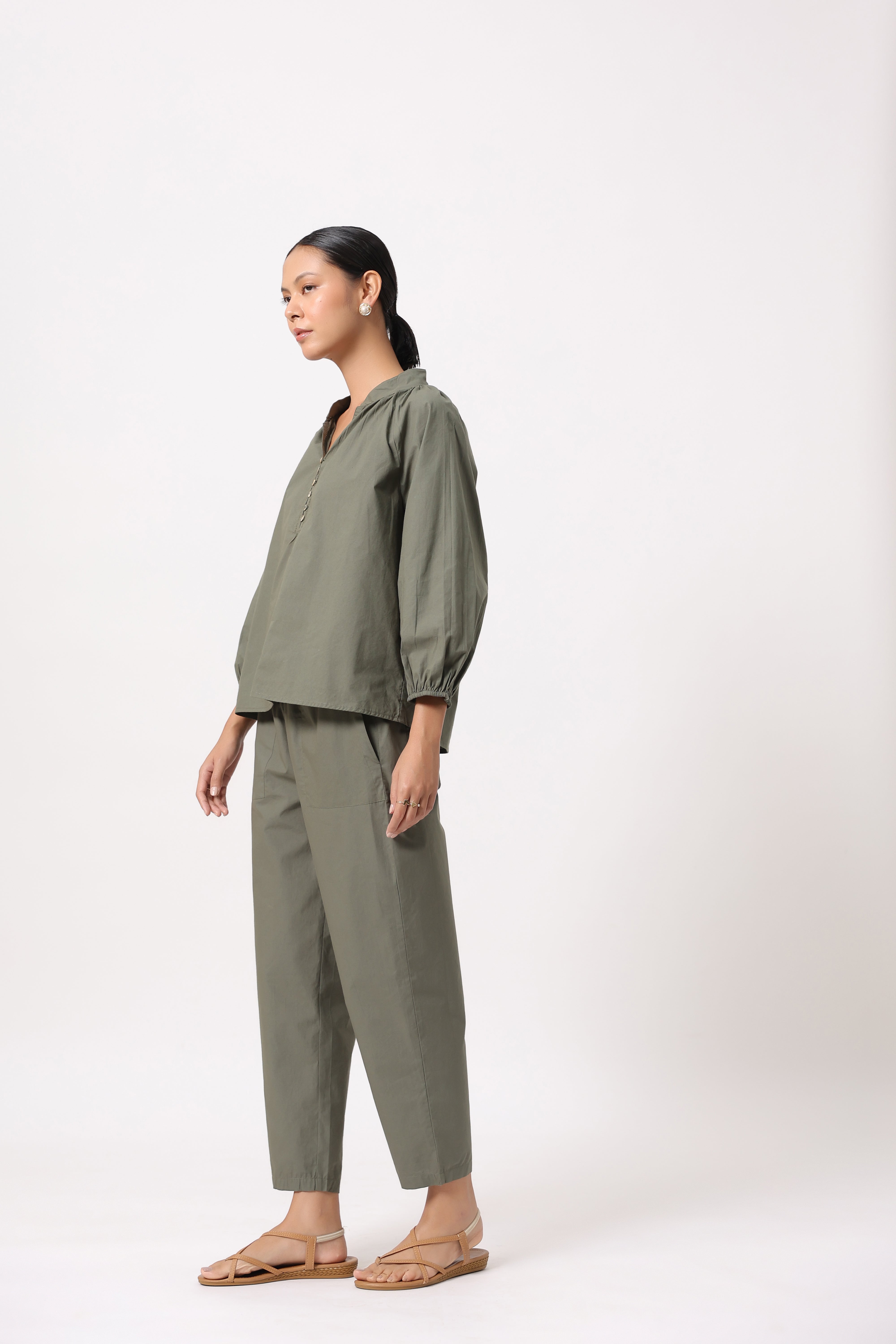Women’s Olive Green Cotton Poplin Co-Ord Set