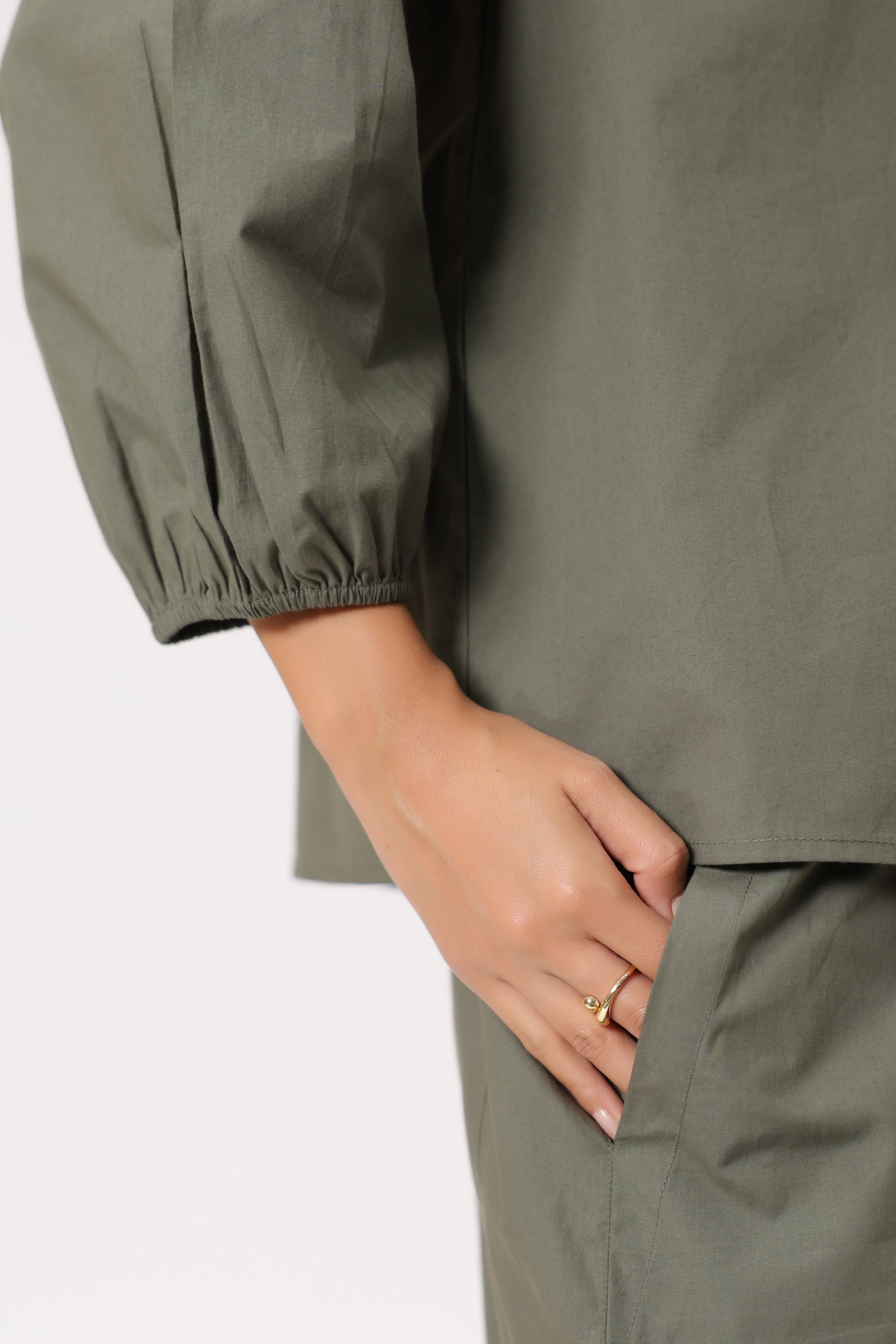 Women’s Olive Green Cotton Poplin Co-Ord Set