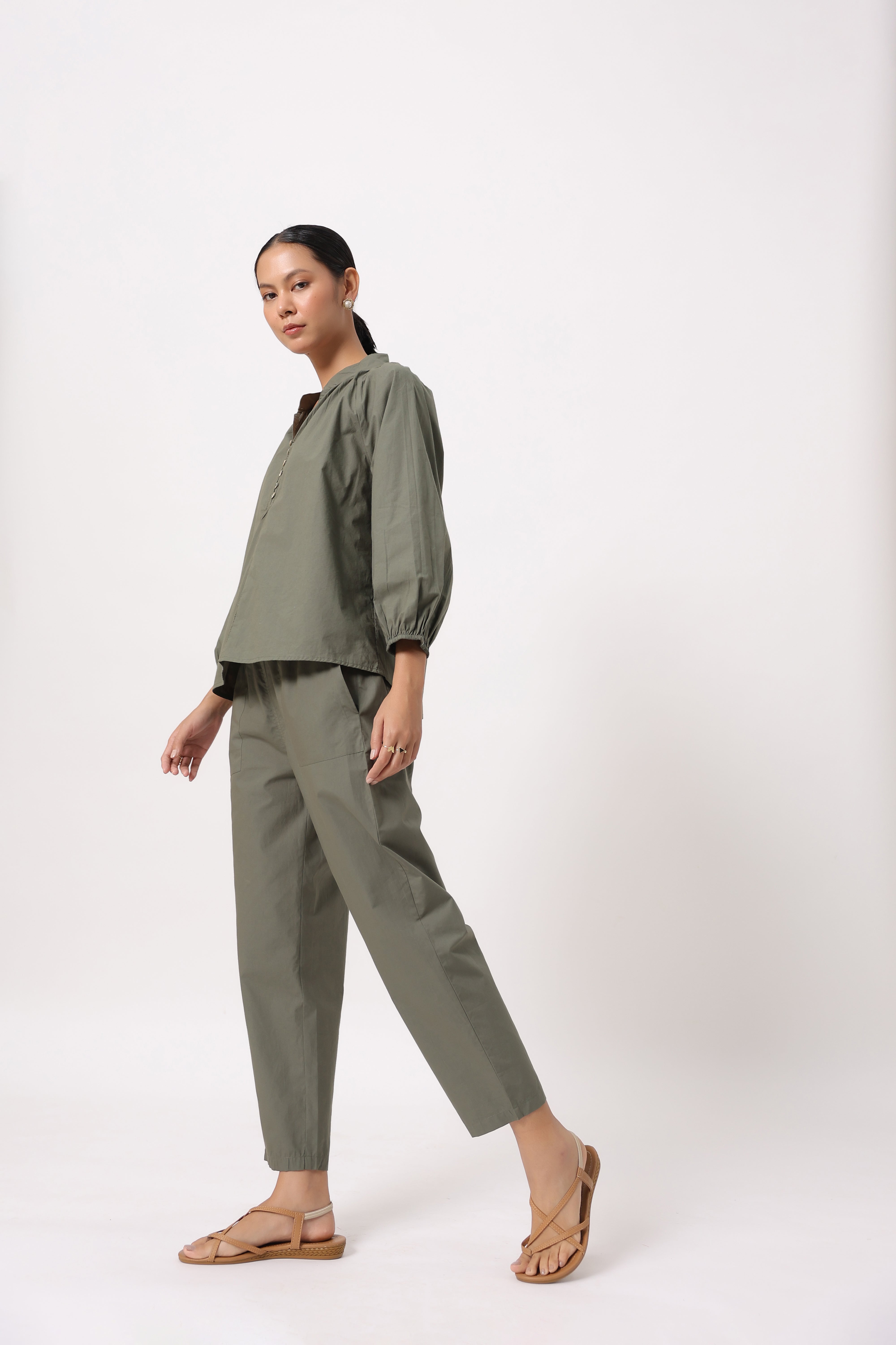 Women’s Olive Green Cotton Poplin Co-Ord Set