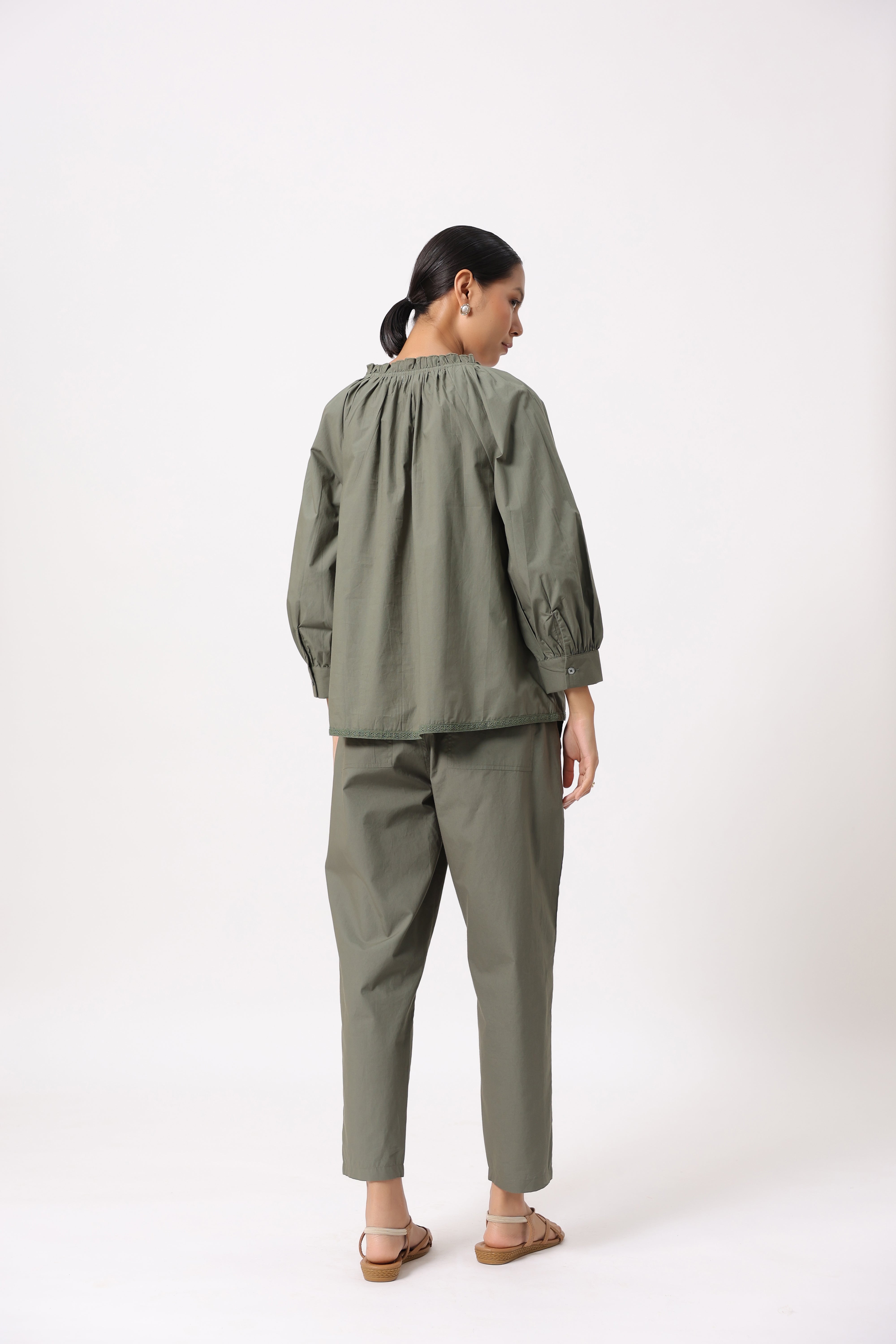 Women’s Olive Green Cotton Poplin Co-Ord Set