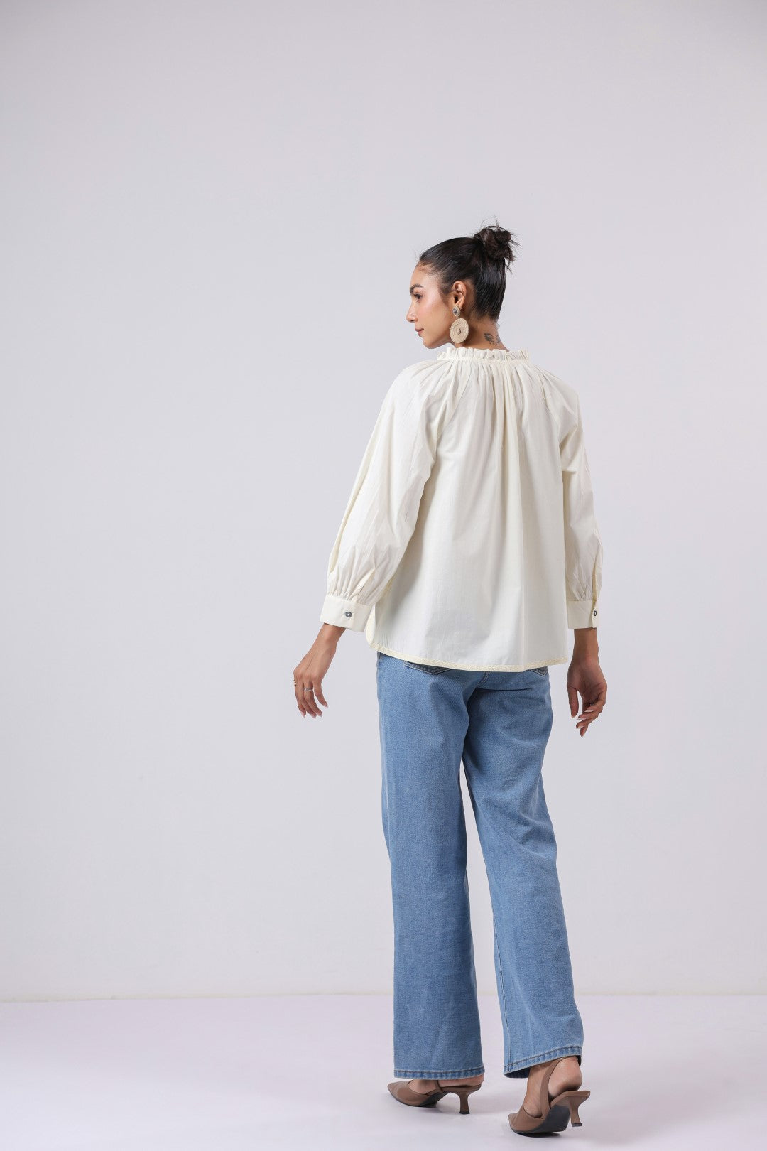 Women's off-white cotton tops