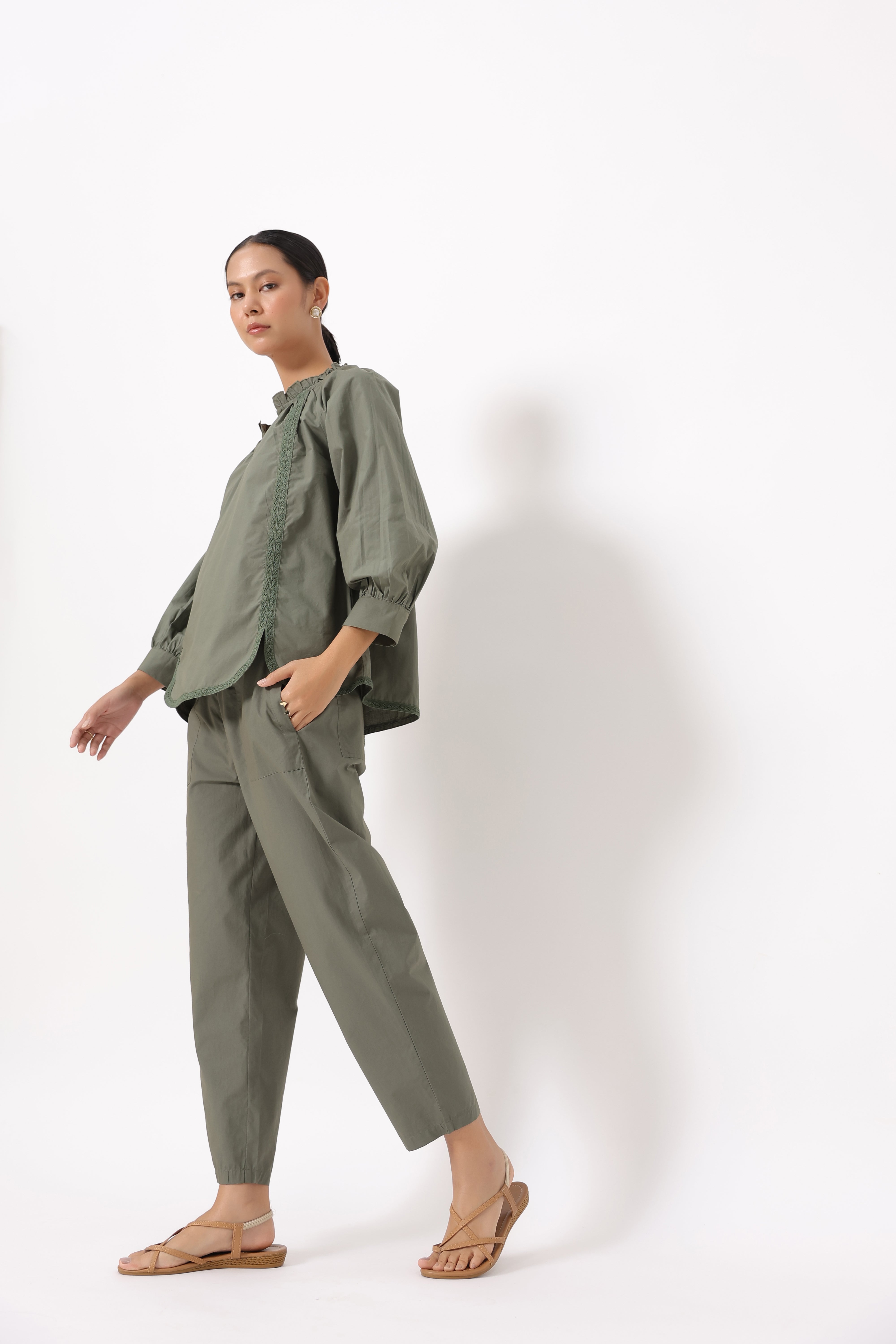 Women’s Olive Green Cotton Poplin Co-Ord Set