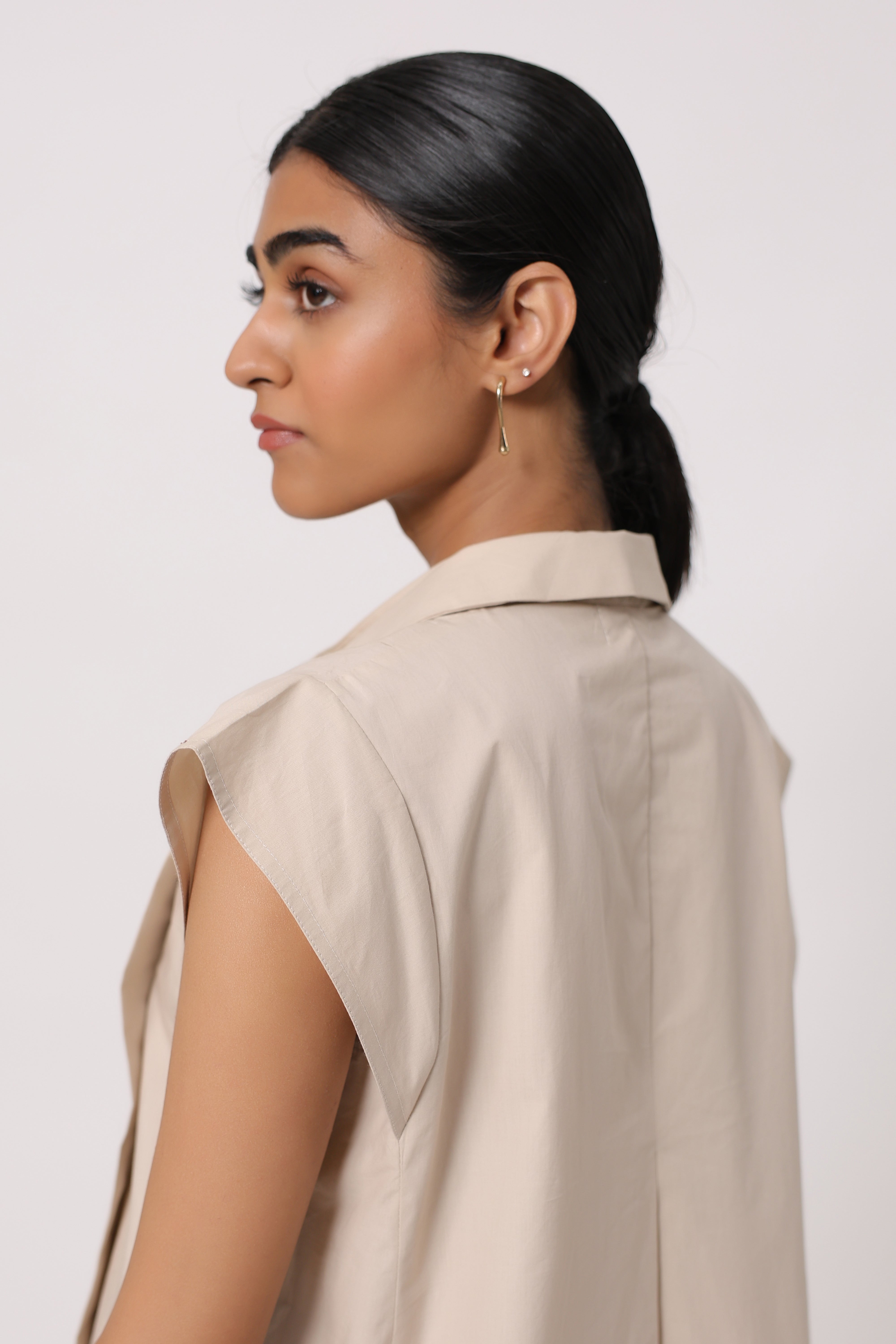 Women’s Beige Cotton Top with Beige Pants Co-Ord Set
