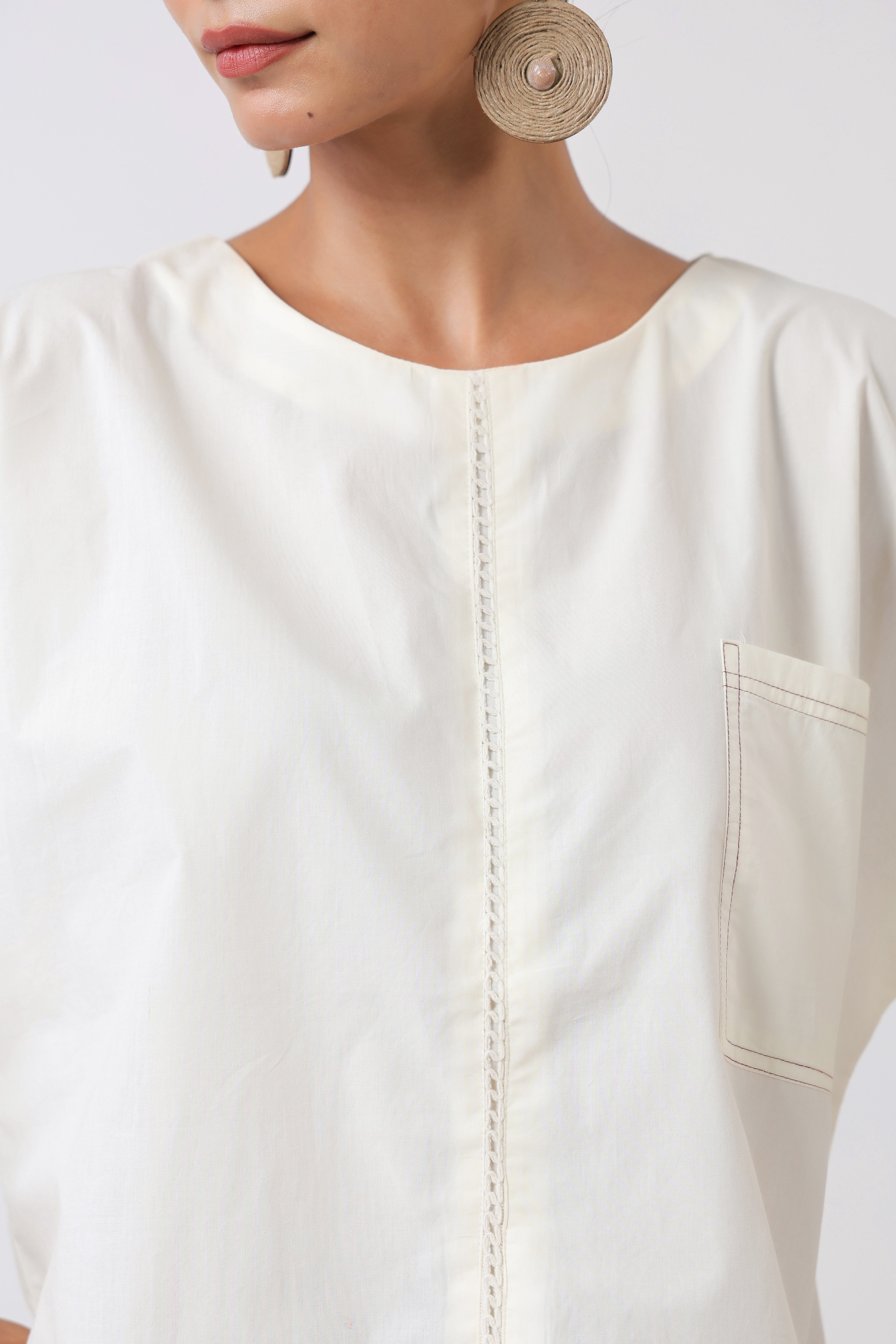 Women's off White Cotton Top