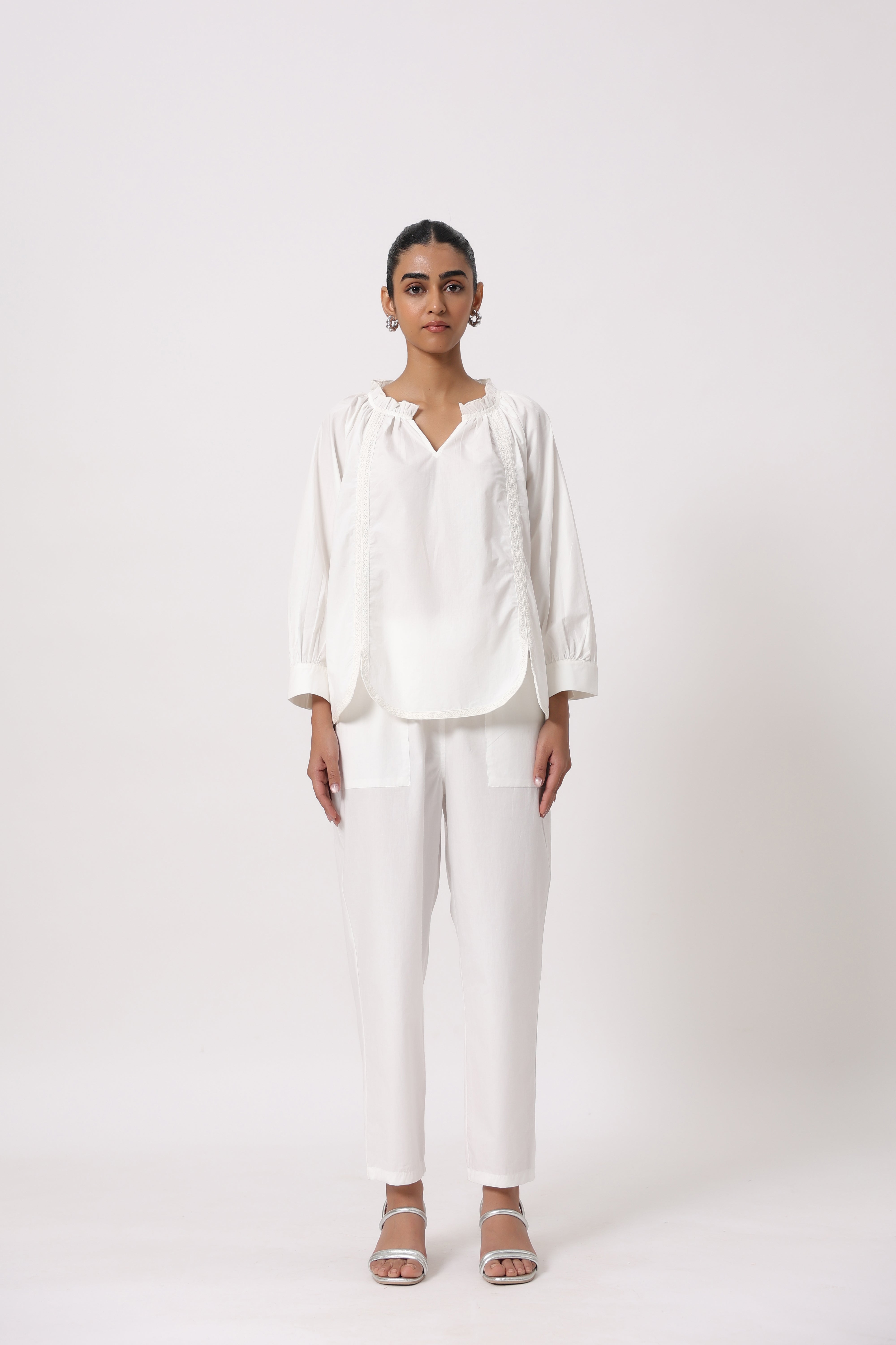 Women’s White Cotton Poplin Co-Ord Set