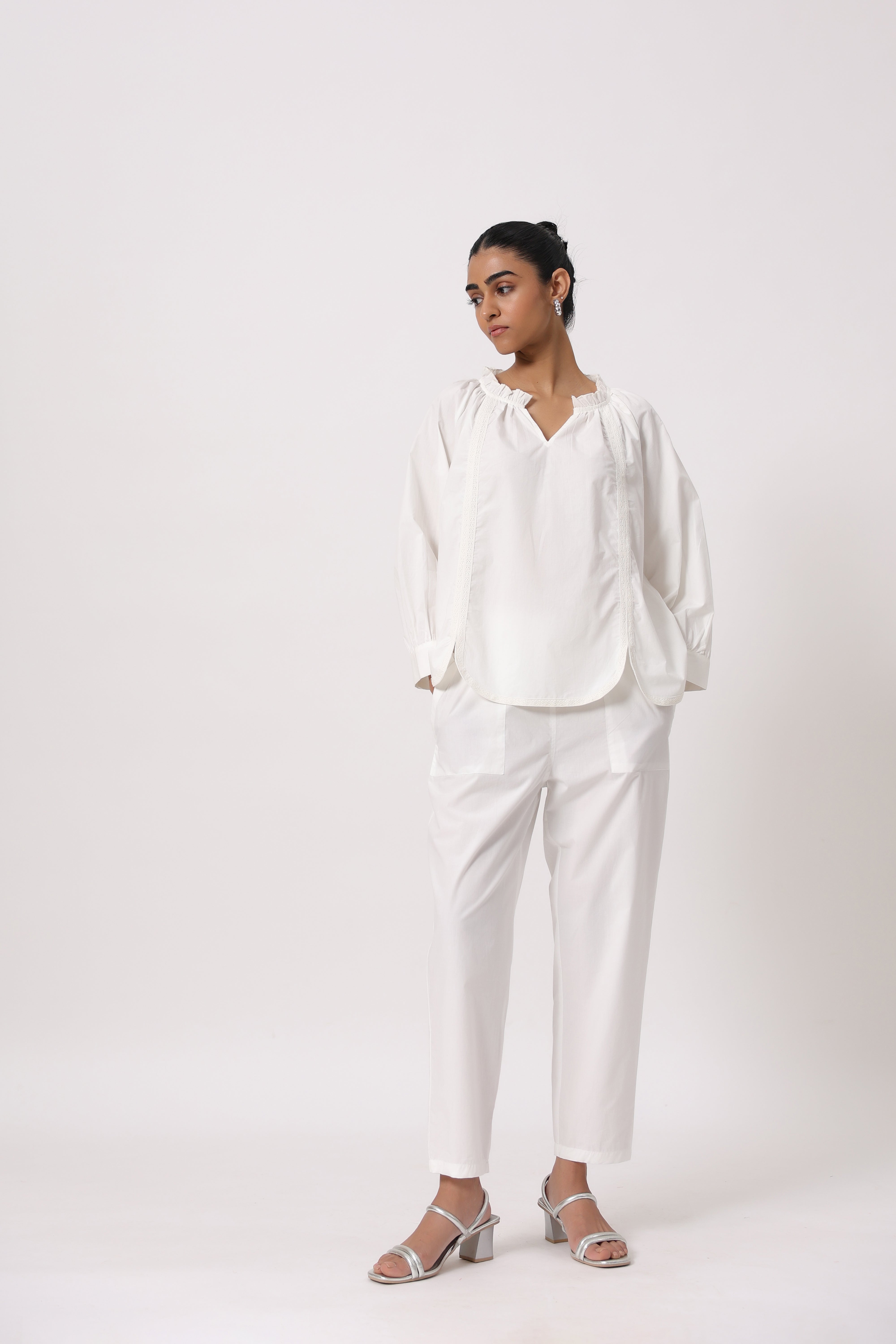 Women’s White Cotton Poplin Co-Ord Set
