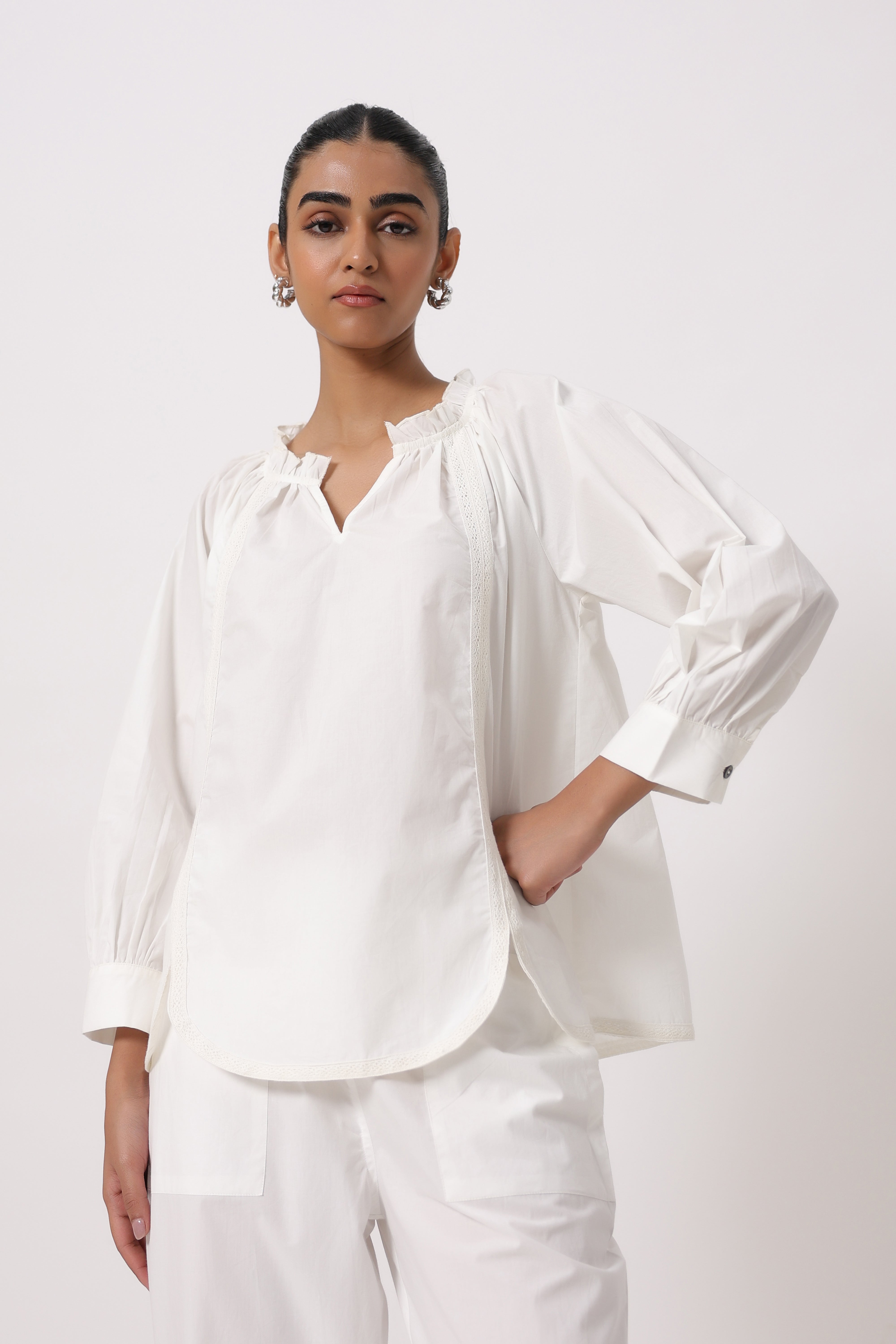 Women’s White Cotton Poplin Co-Ord Set