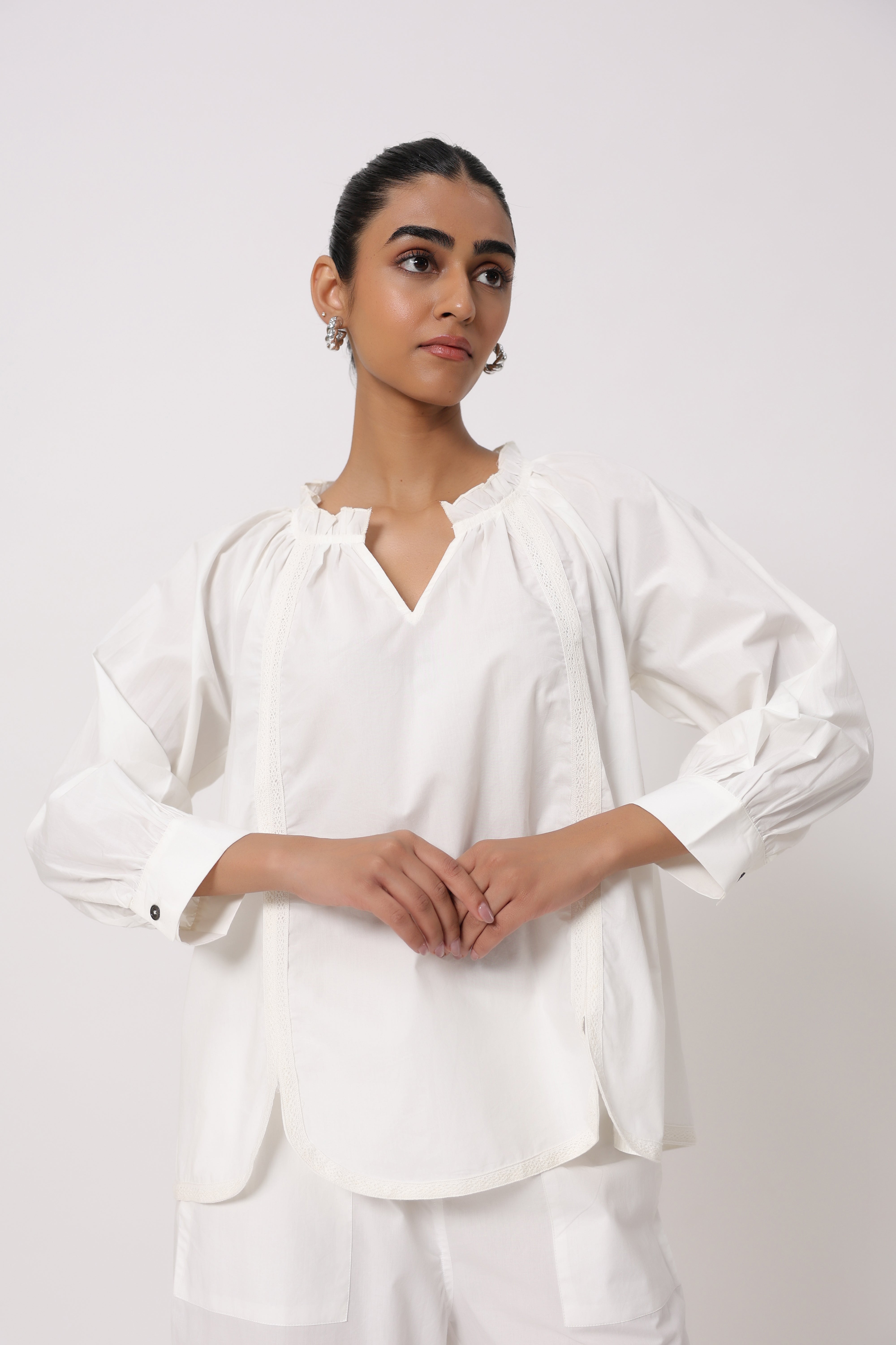 Women’s White Cotton Poplin Co-Ord Set