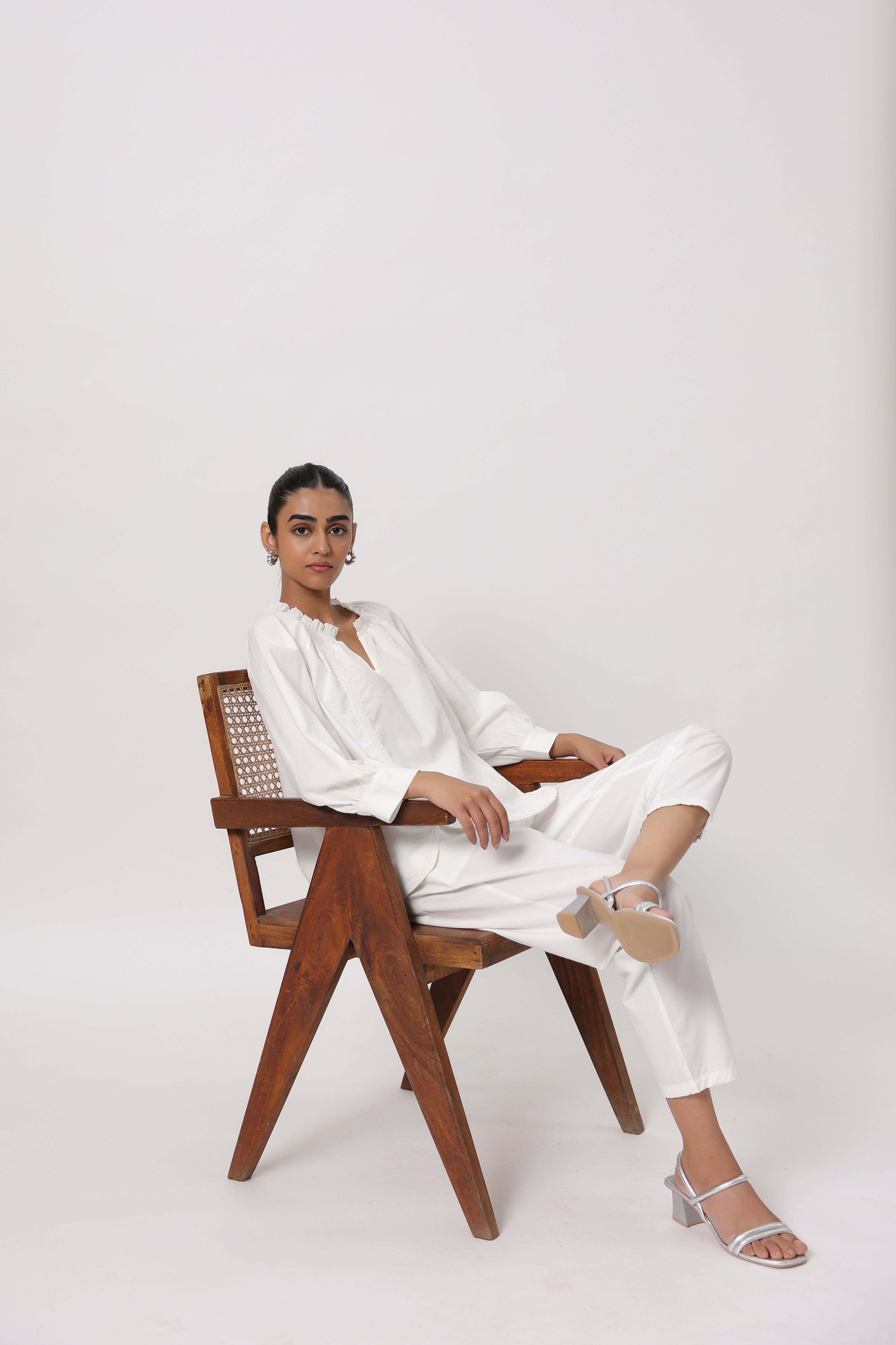Women’s White Cotton Poplin Co-Ord Set