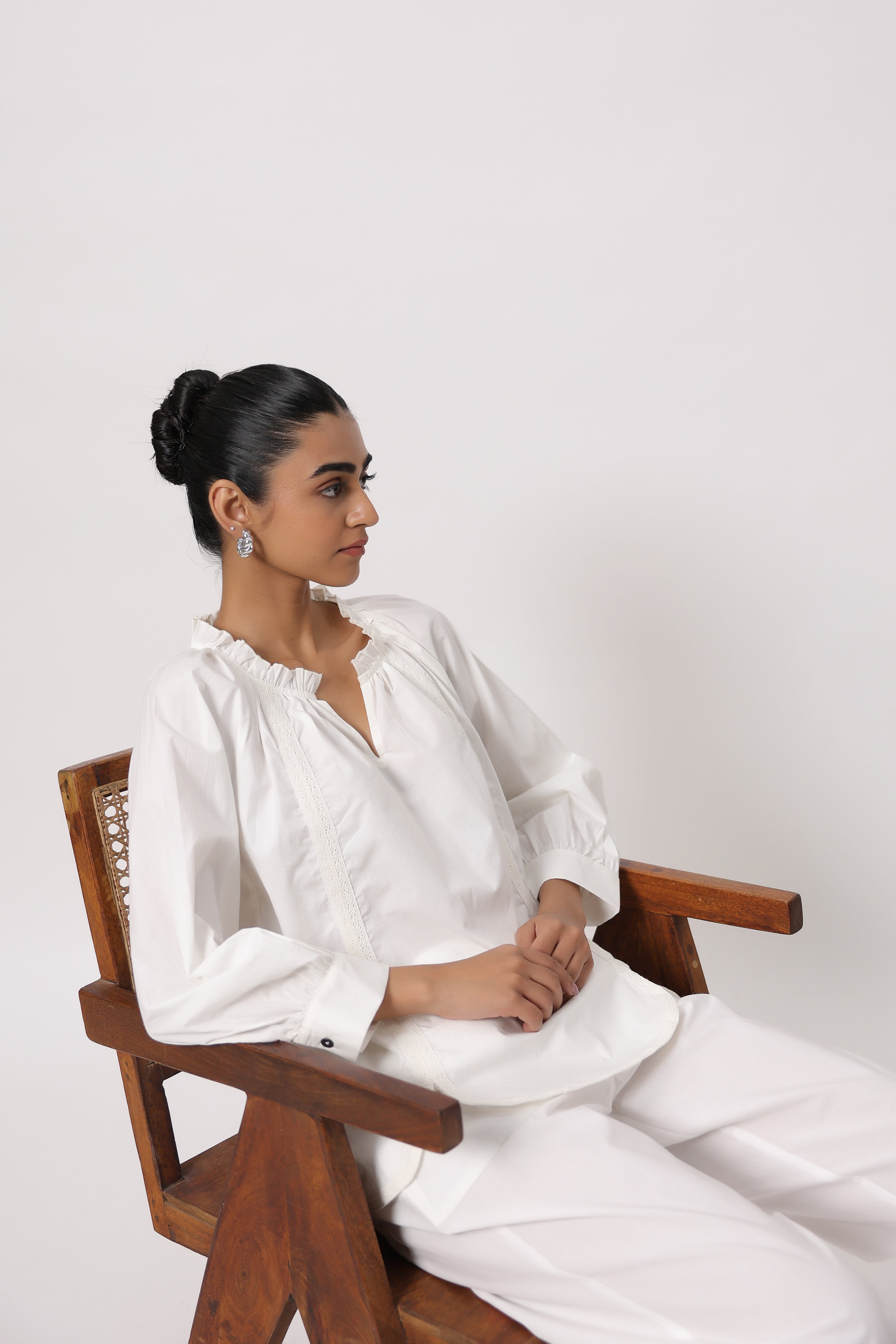 Women’s White Cotton Poplin Co-Ord Set