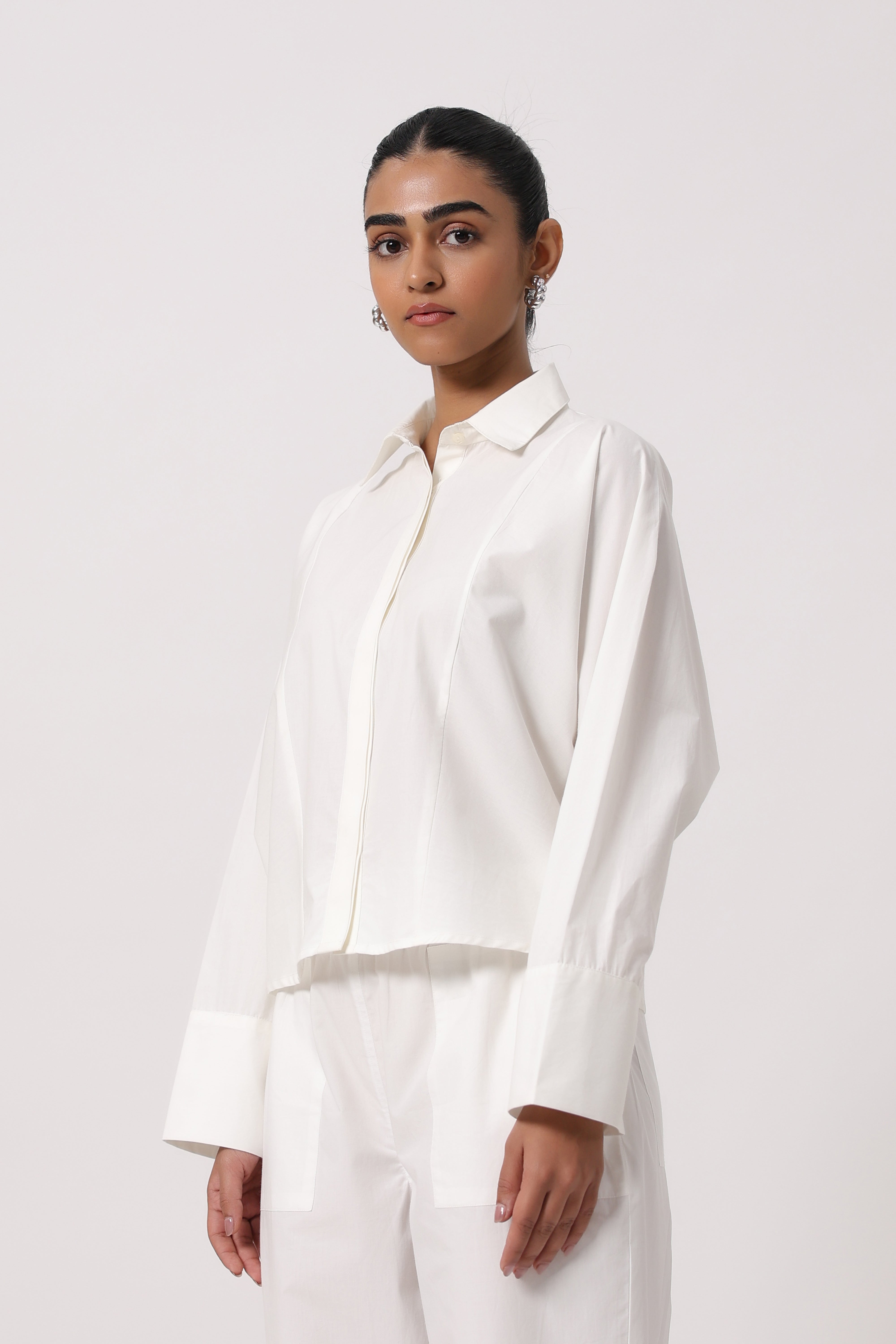 Women’s White Cotton Top with White Pants Co-Ord Set