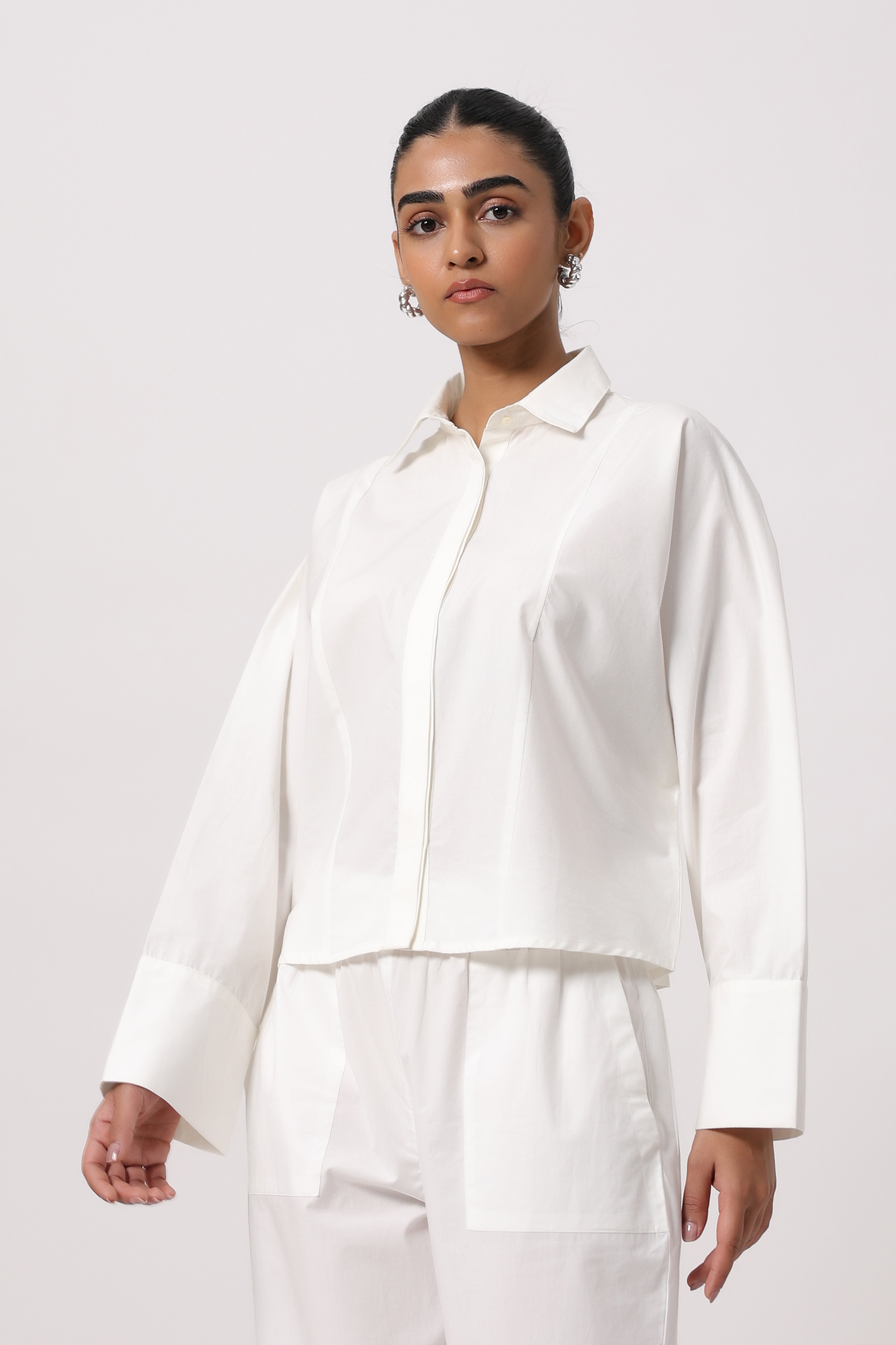 Women’s White Cotton Top with White Pants Co-Ord Set