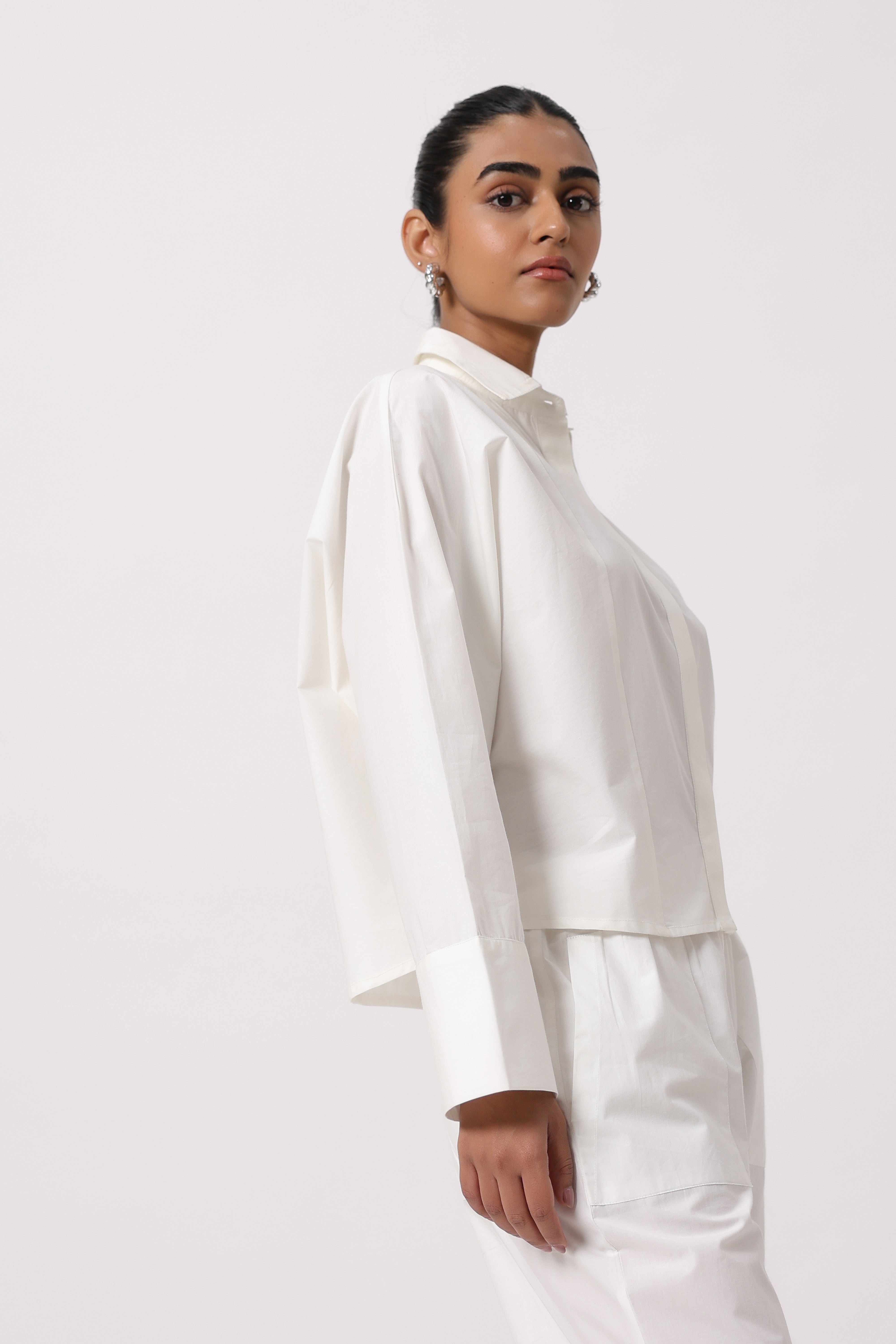 Women’s White Cotton Top with White Pants Co-Ord Set