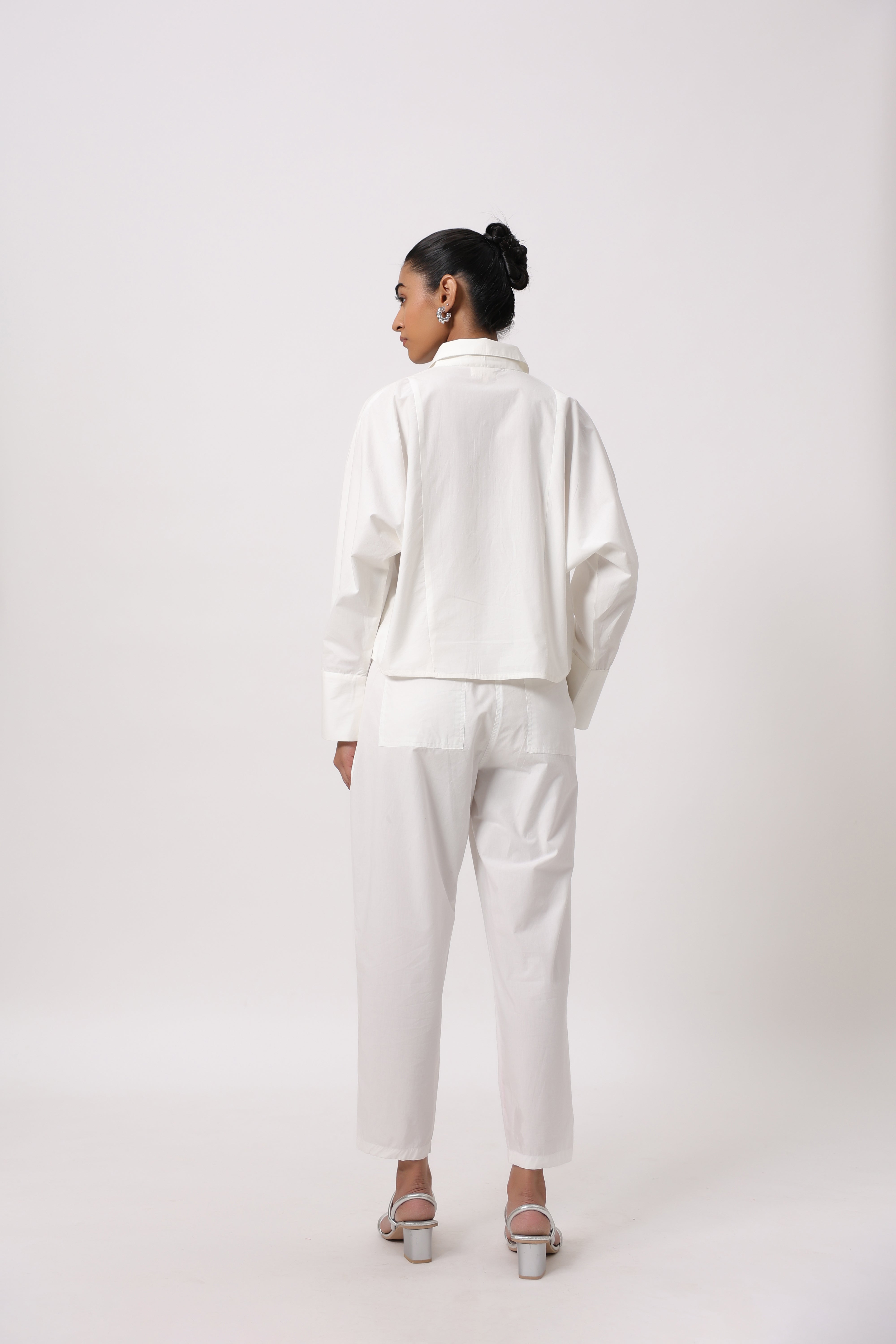 Women’s White Cotton Top with White Pants Co-Ord Set