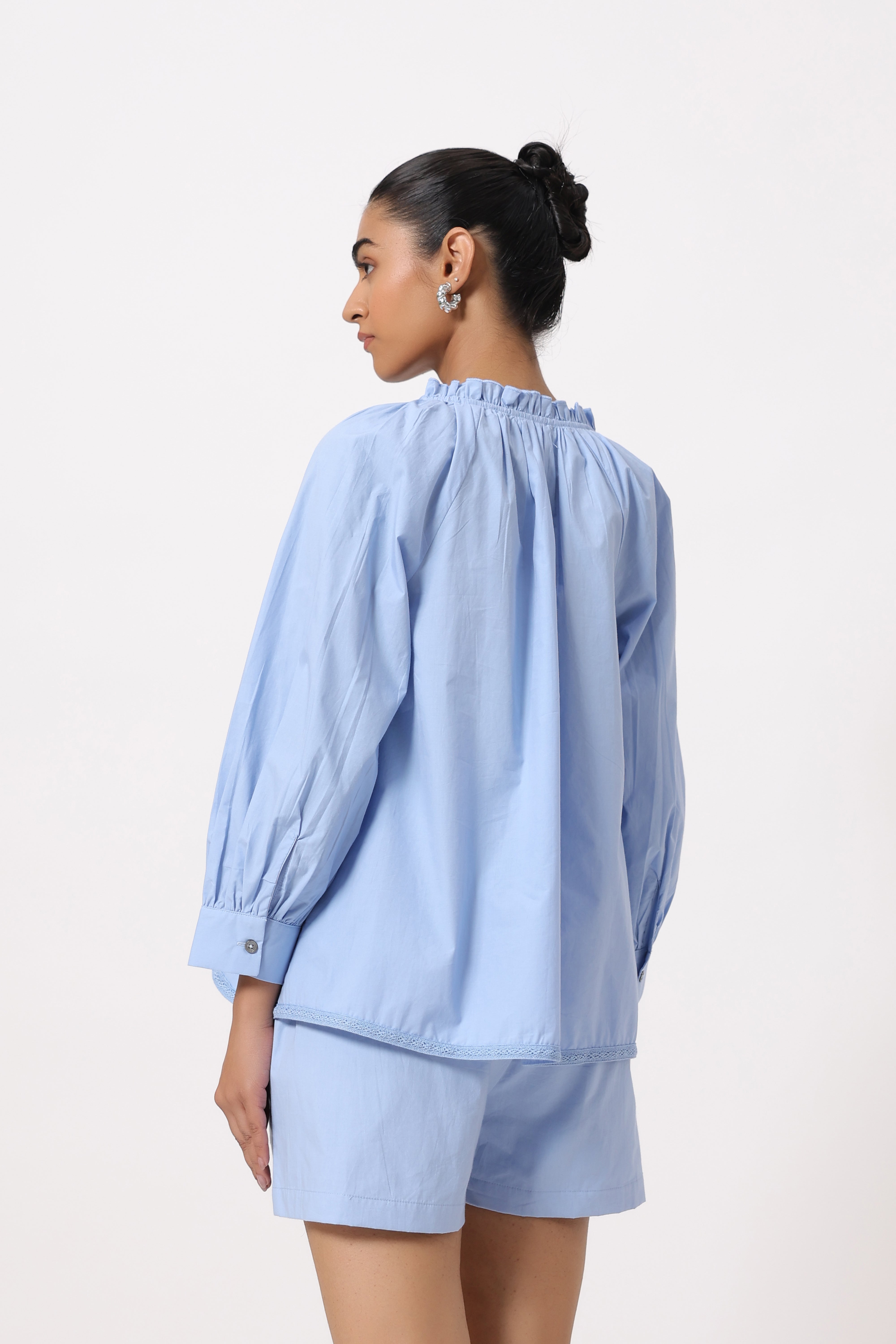 Women’s Blue Cotton Poplin Co-Ord Set
