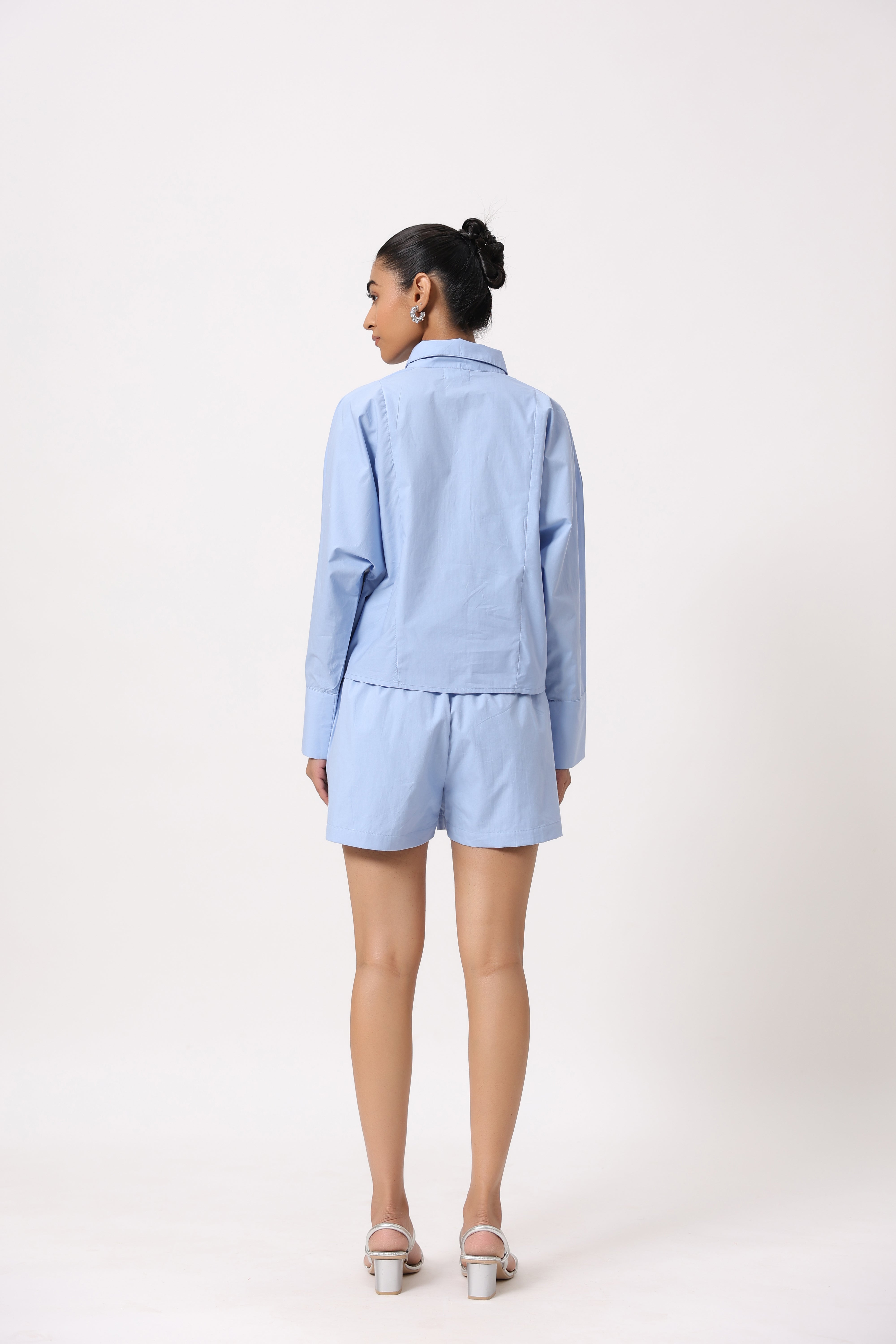 Women’s Blue Cotton Top with Blue Shorts Co-Ord Set