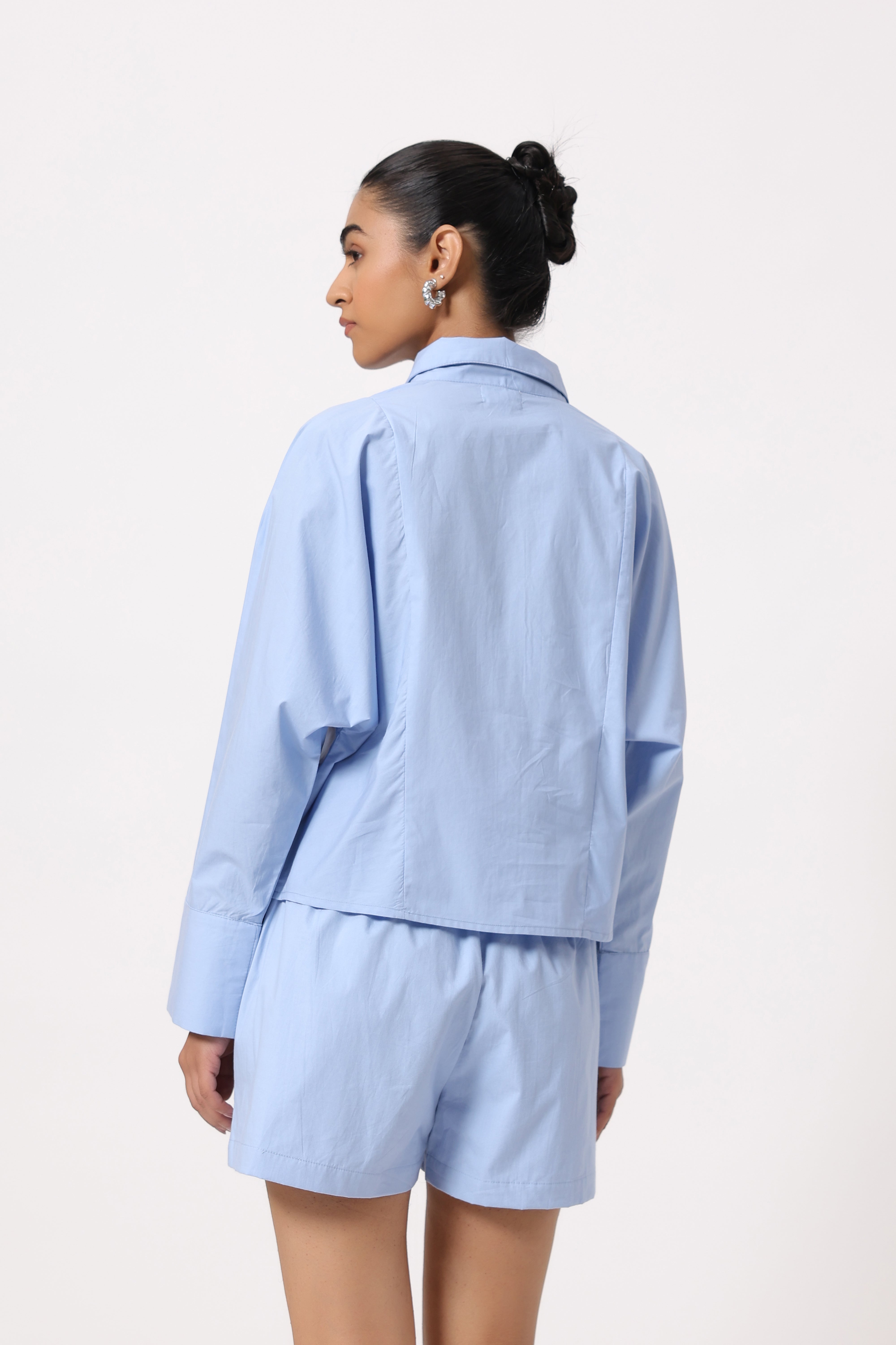 Women’s Blue Cotton Top with Blue Shorts Co-Ord Set