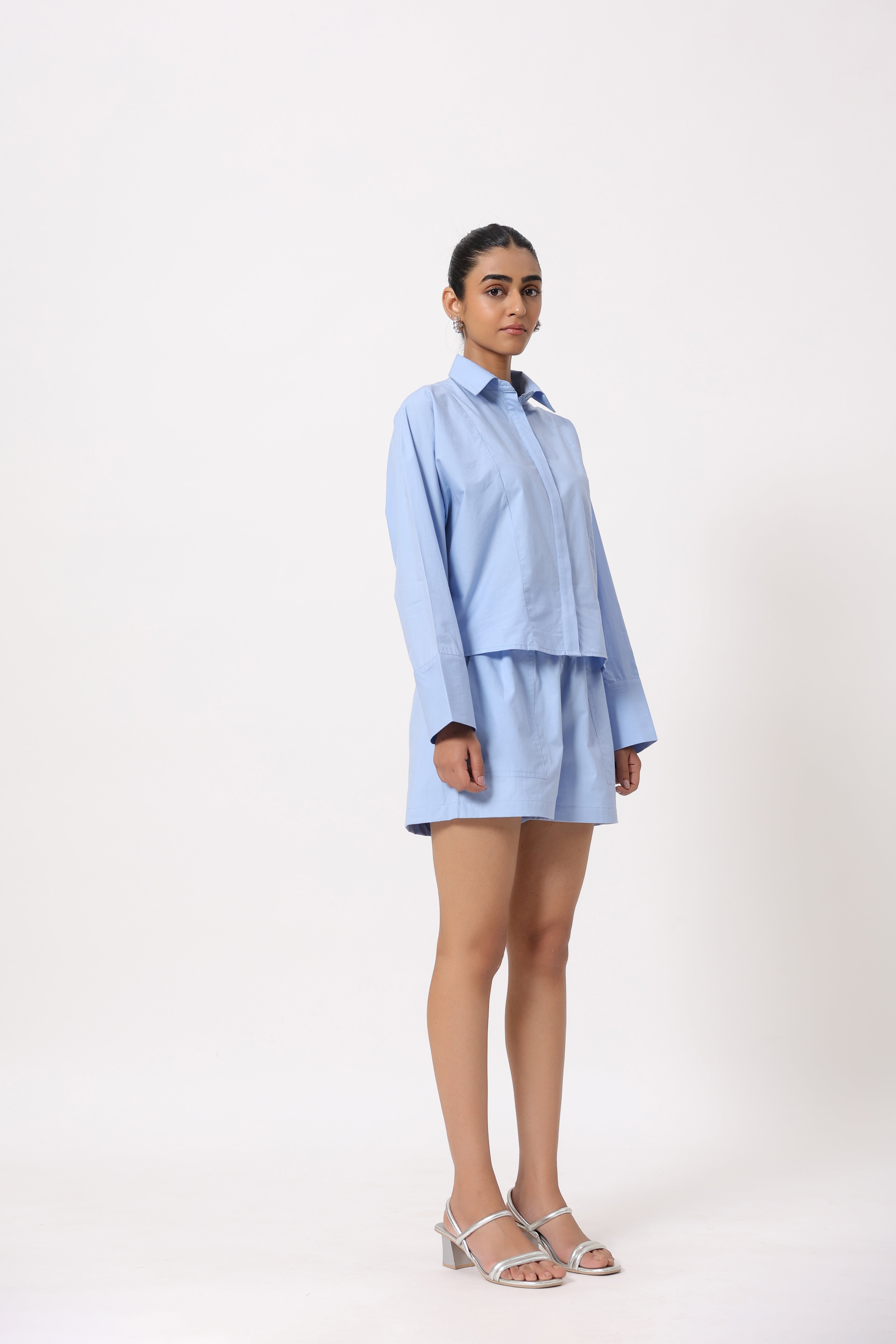 Women’s Blue Cotton Top with Blue Shorts Co-Ord Set