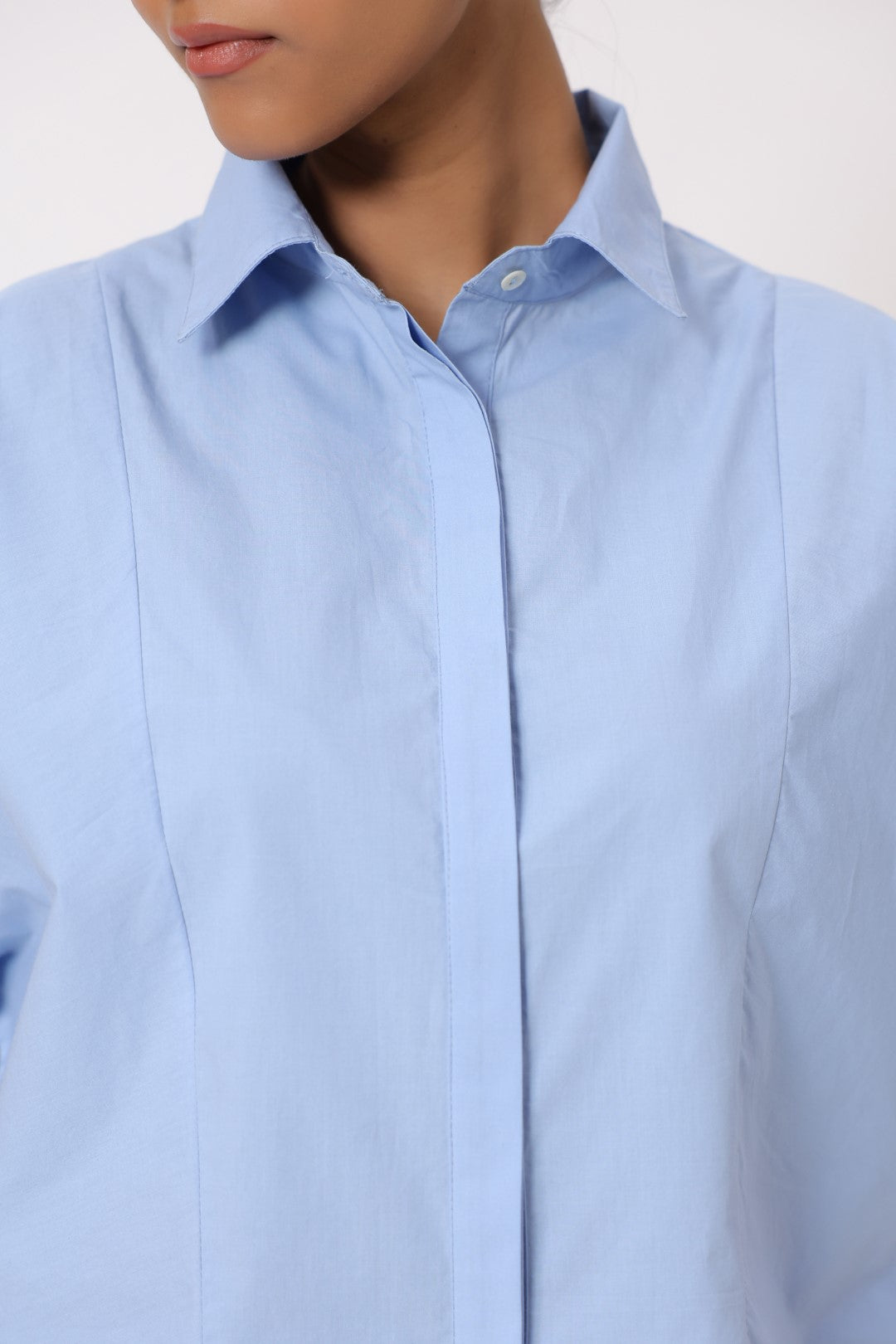 Women’s Blue Cotton Poplin Top