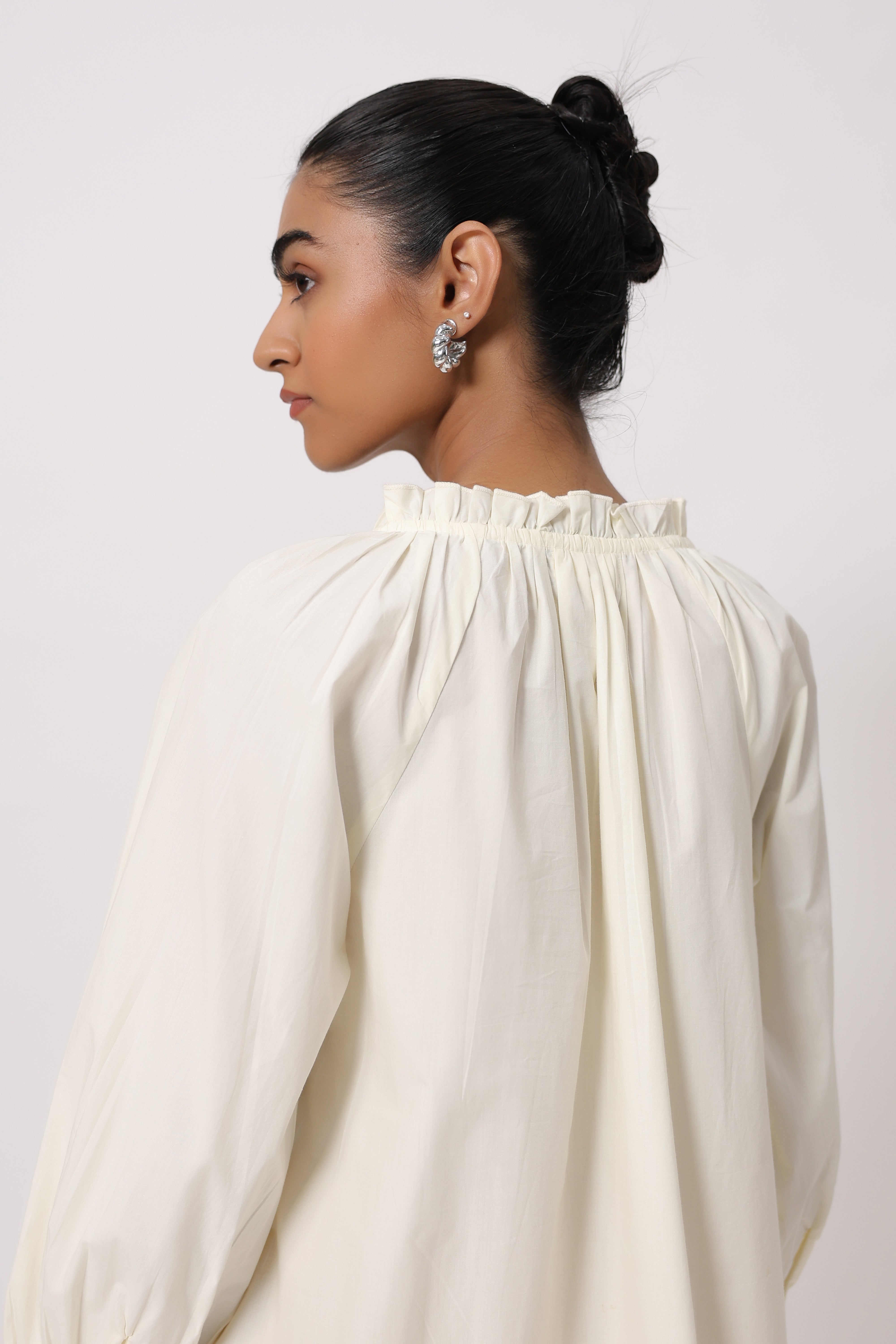 Women’s Off-White Cotton Top with Yellow Shorts Co-Ord Set